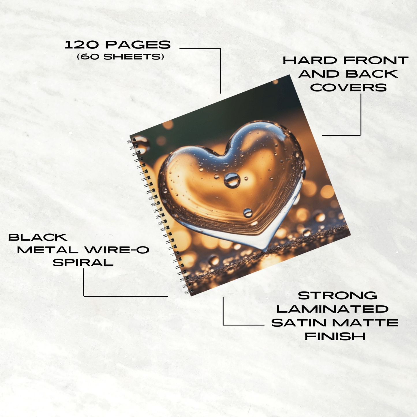 Sunset Heart Splash 8.5"x8.5" Hardcover Notebook
