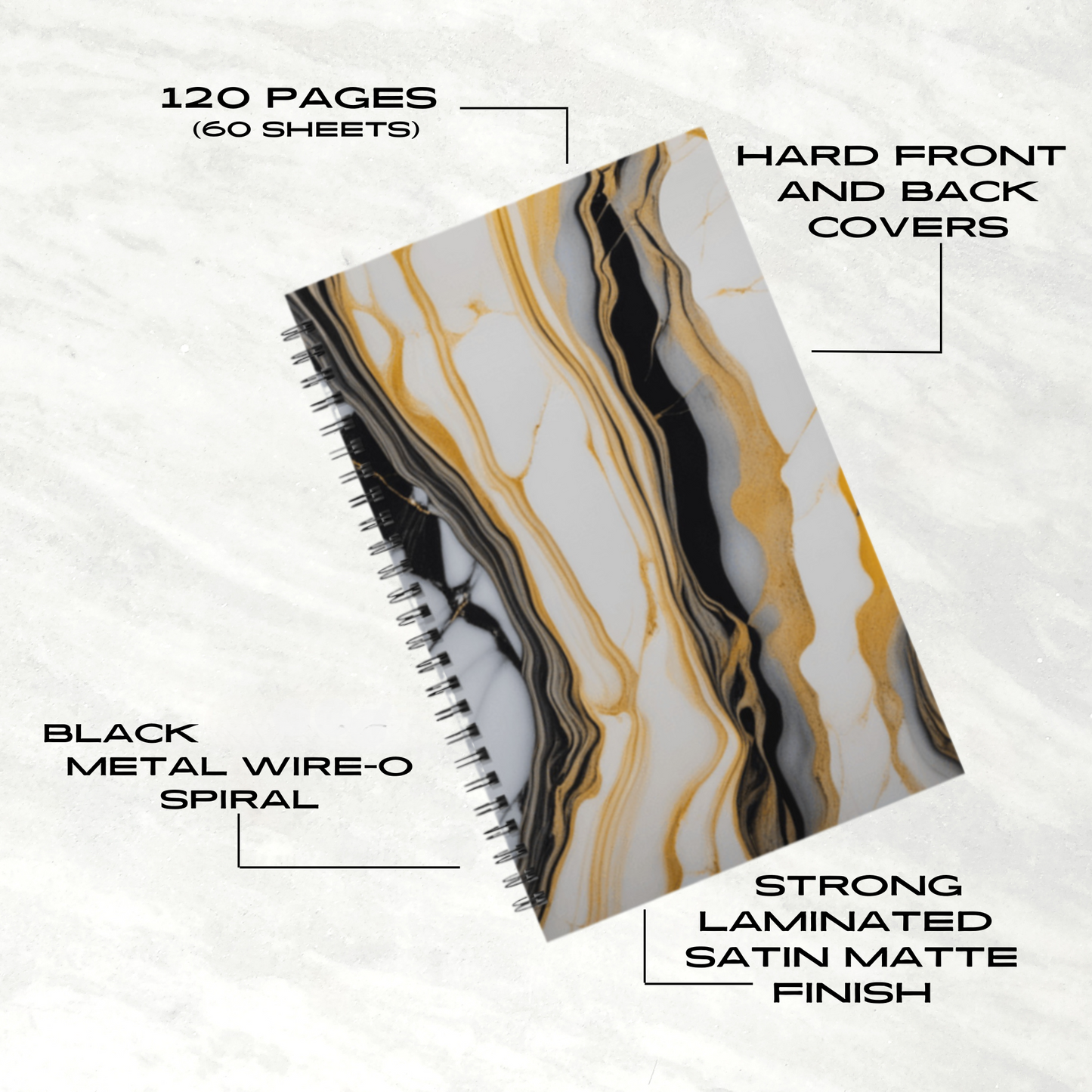 Sunset Marble 5.5”x8.5" Hardcover Notebook
