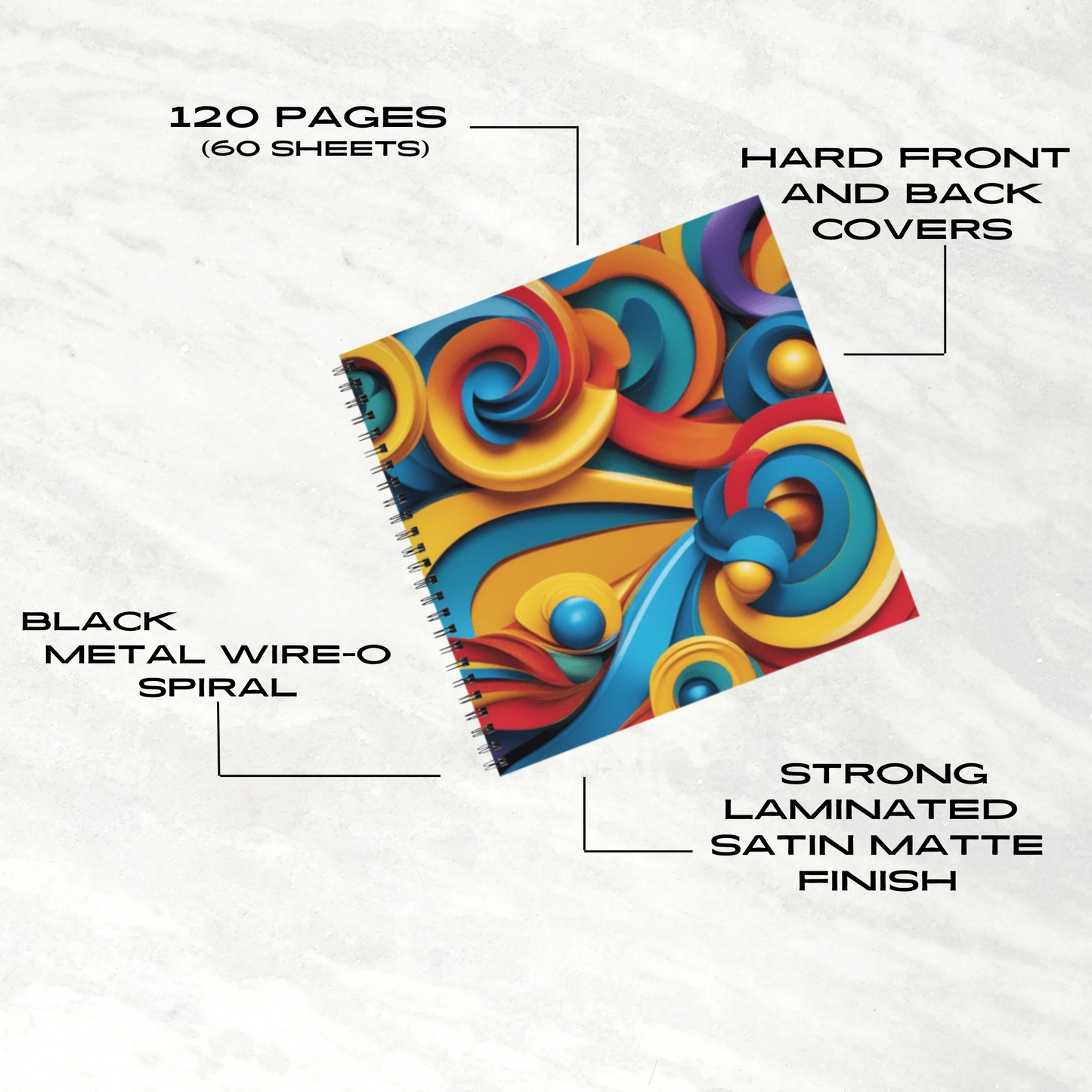 Swirl Fiesta 8.5"x8.5" Hardcover Notebook