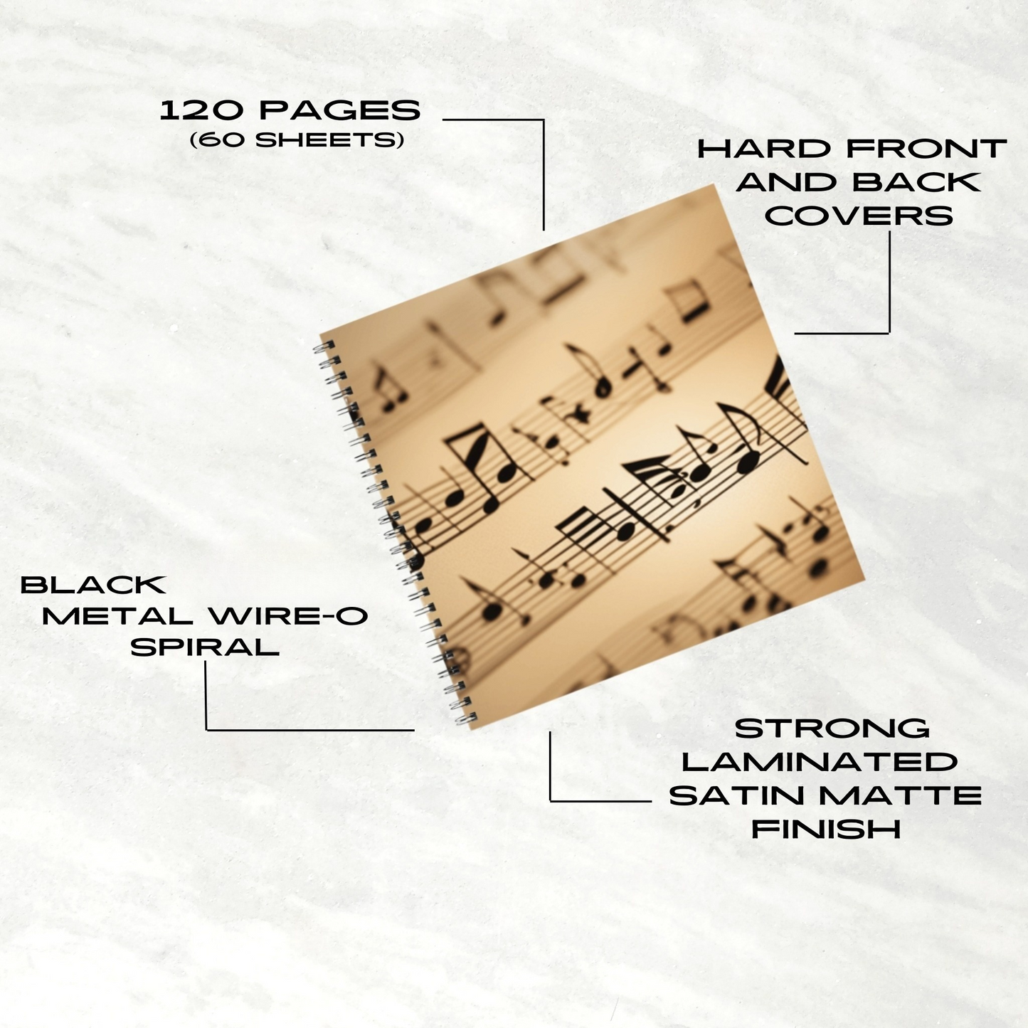 Symphony of Notes 8.5"x8.5" Hardcover Notebook