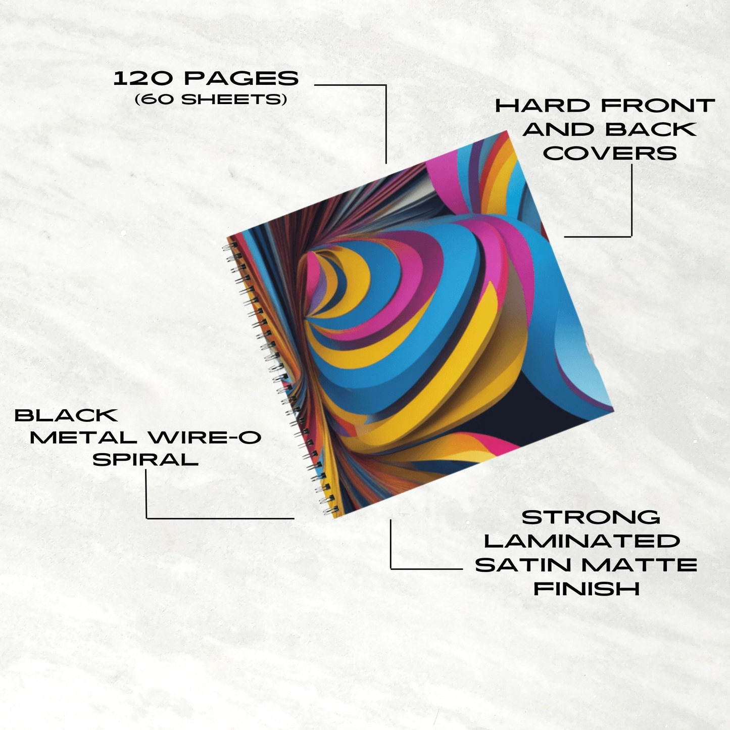 Vibrant Twirl 8.5"x8.5" Hardcover Notebook