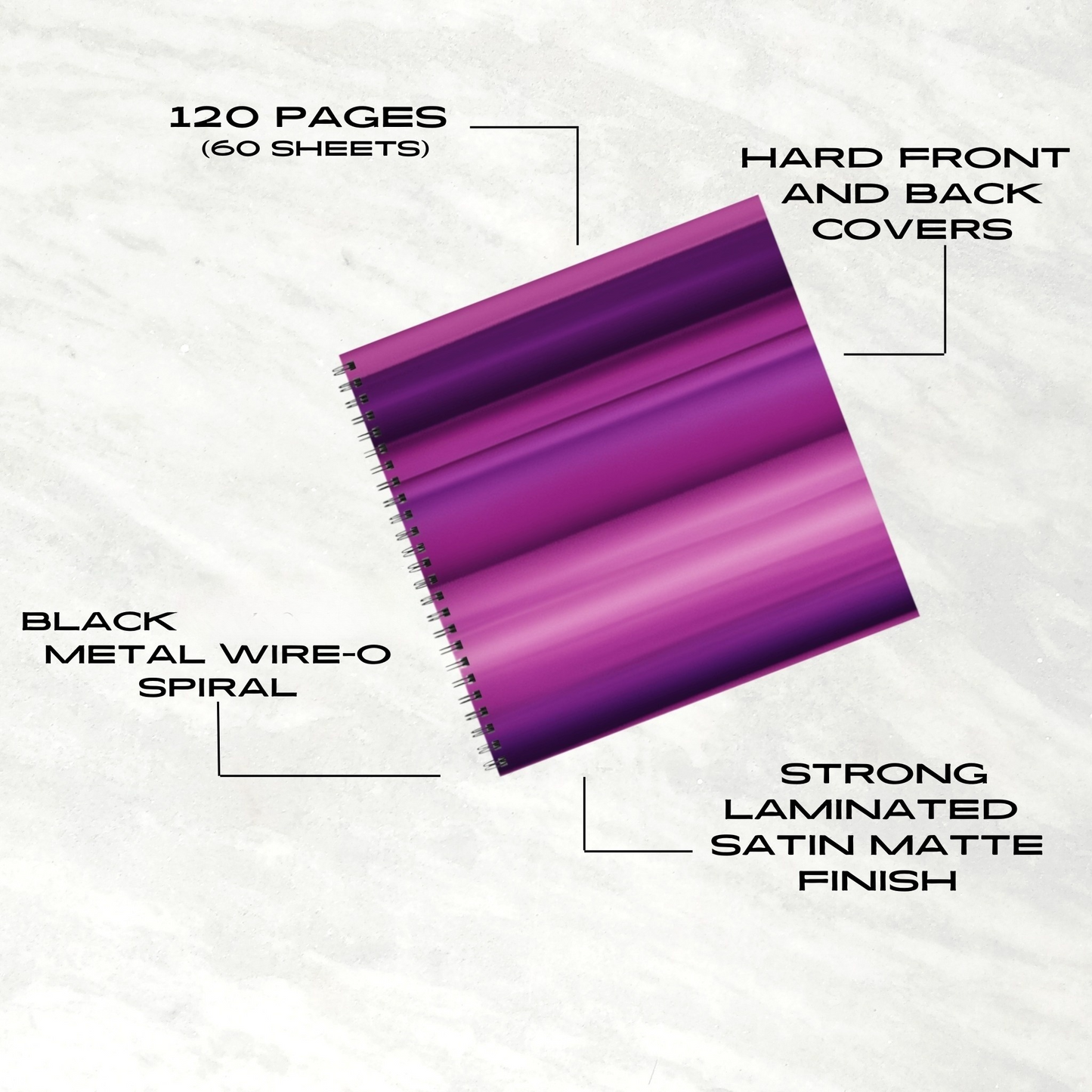 Violet Waves 8.5"x8.5" Hardcover Notebook