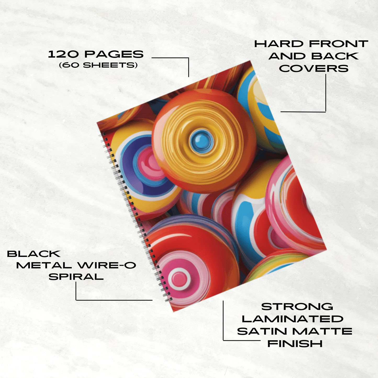 Lollipop Swirl 8.5"x11" Hardcover Notebook