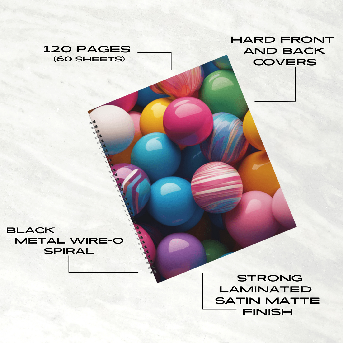 Marble Bliss 8.5"x11" Hardcover Notebook