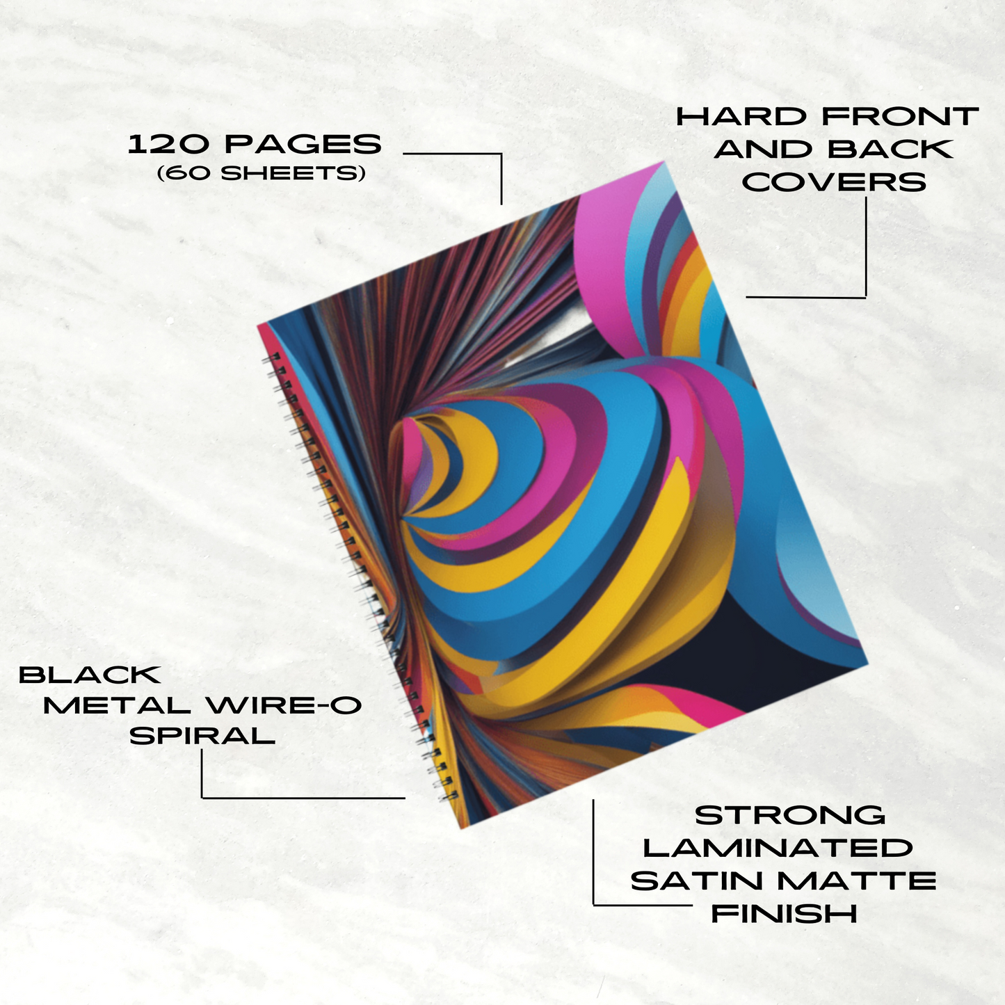 Vibrant Twirl 8.5"x11" Hardcover Notebook