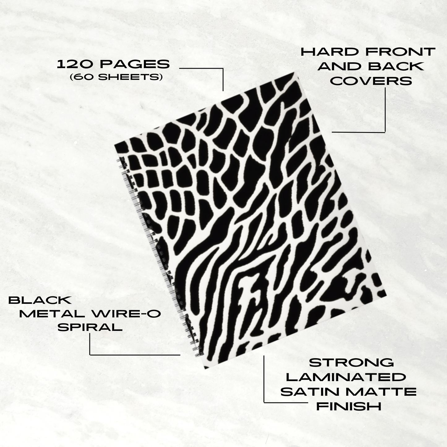Monochrome Maze 8.5”x11” Hardcover Notebook