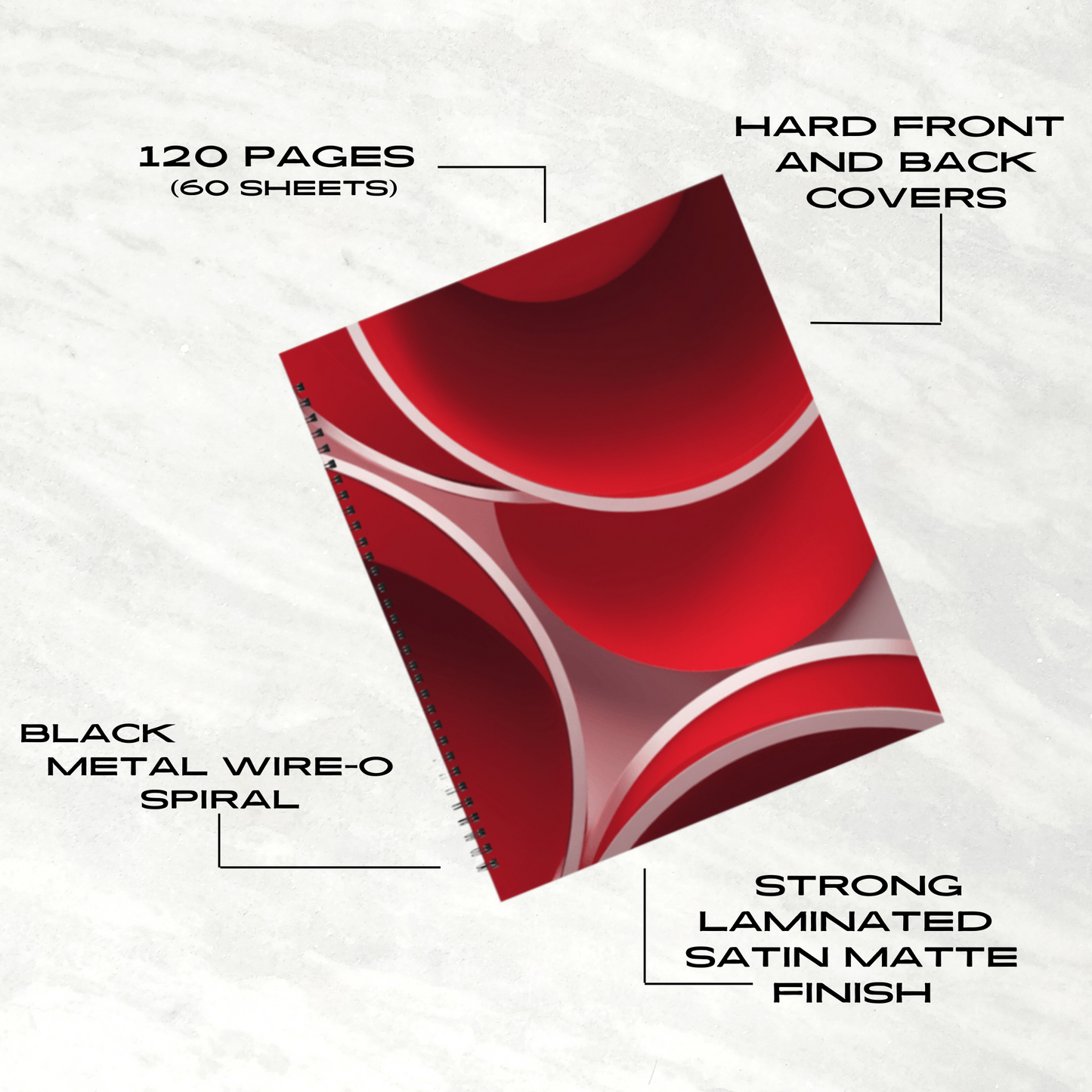 Crimson Curls 8.5"x11" Hardcover Notebook