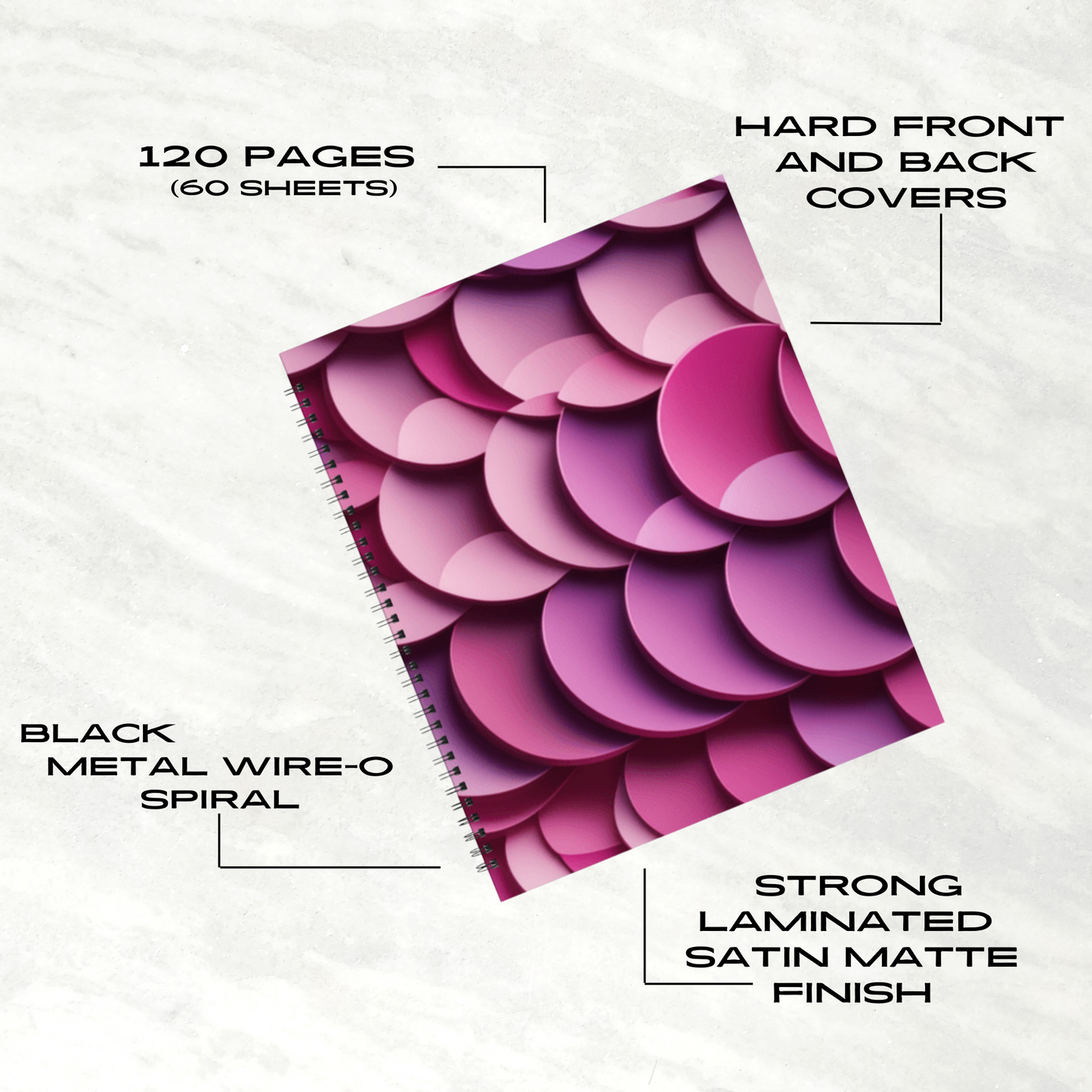 Rosy Ripple 8.5"x11" Hardcover Notebook