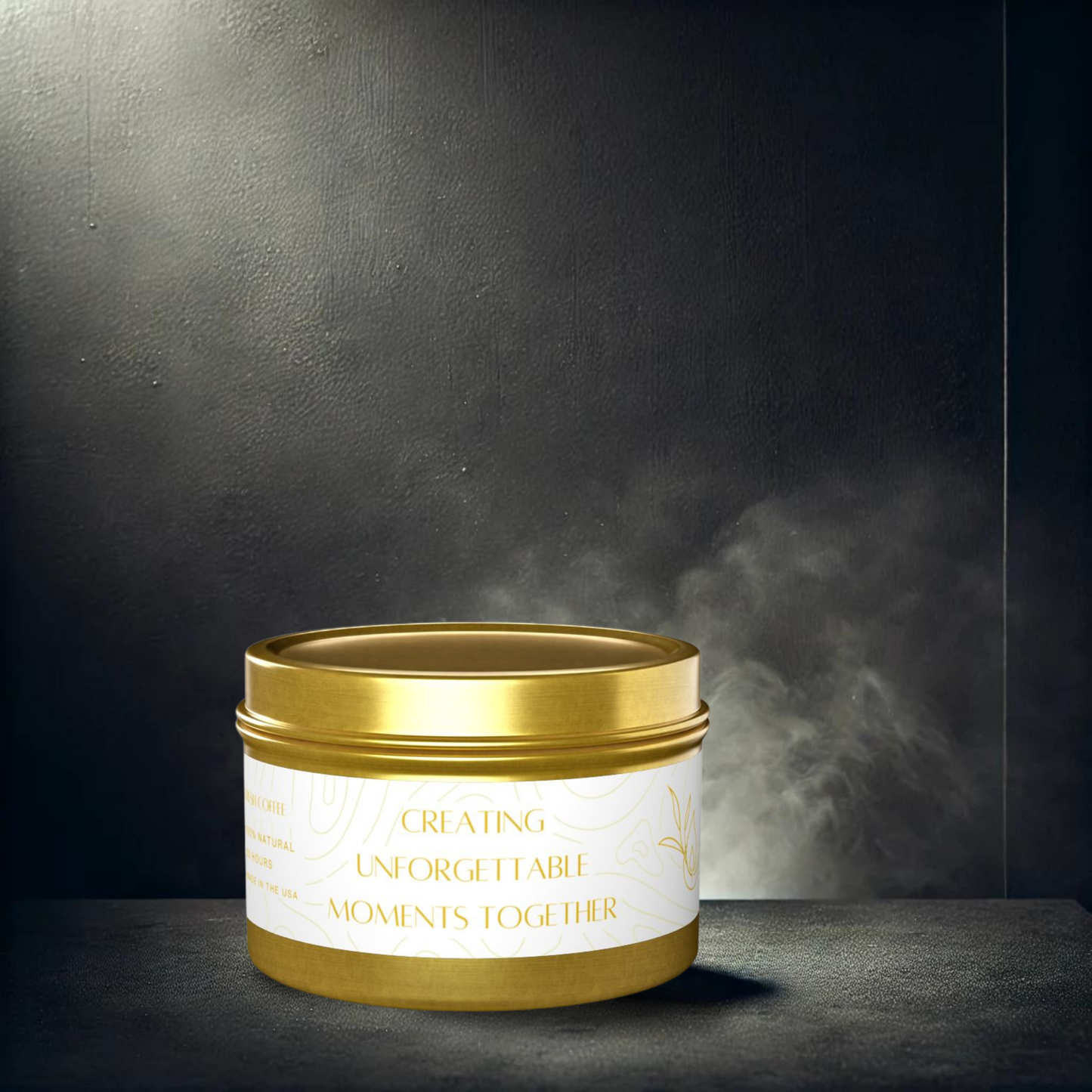 4oz Fresh Coffee Gold Tin Candle – Unforgettable Moments
