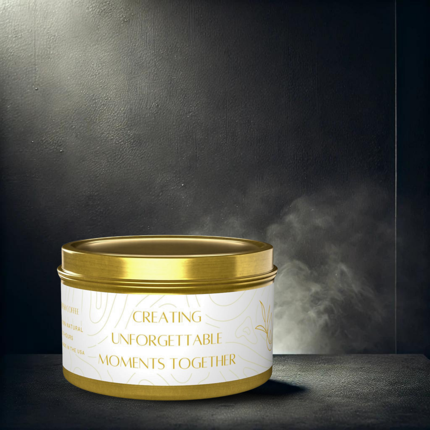 8oz Fresh Coffee Gold Tin Candle – Unforgettable Moments