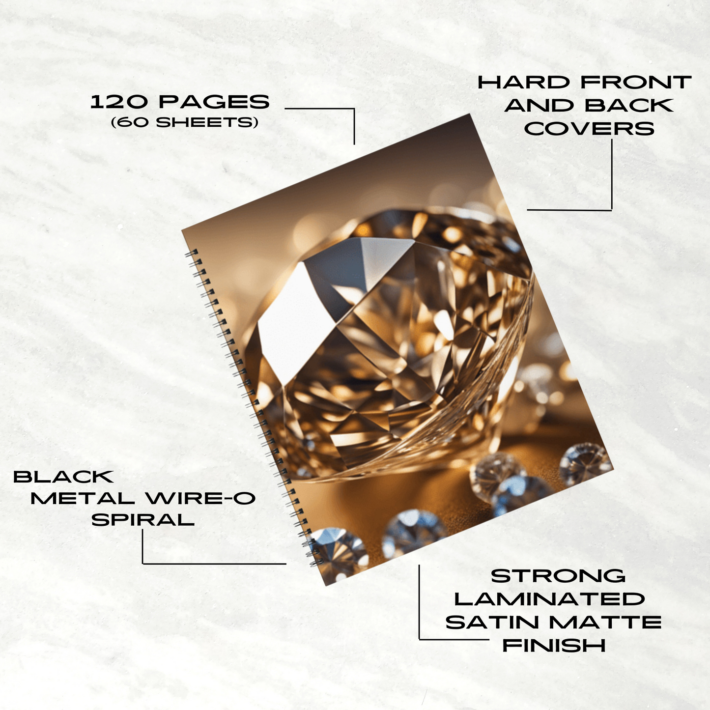 Golden Glimmer 8.5"x11" Hardcover Notebook