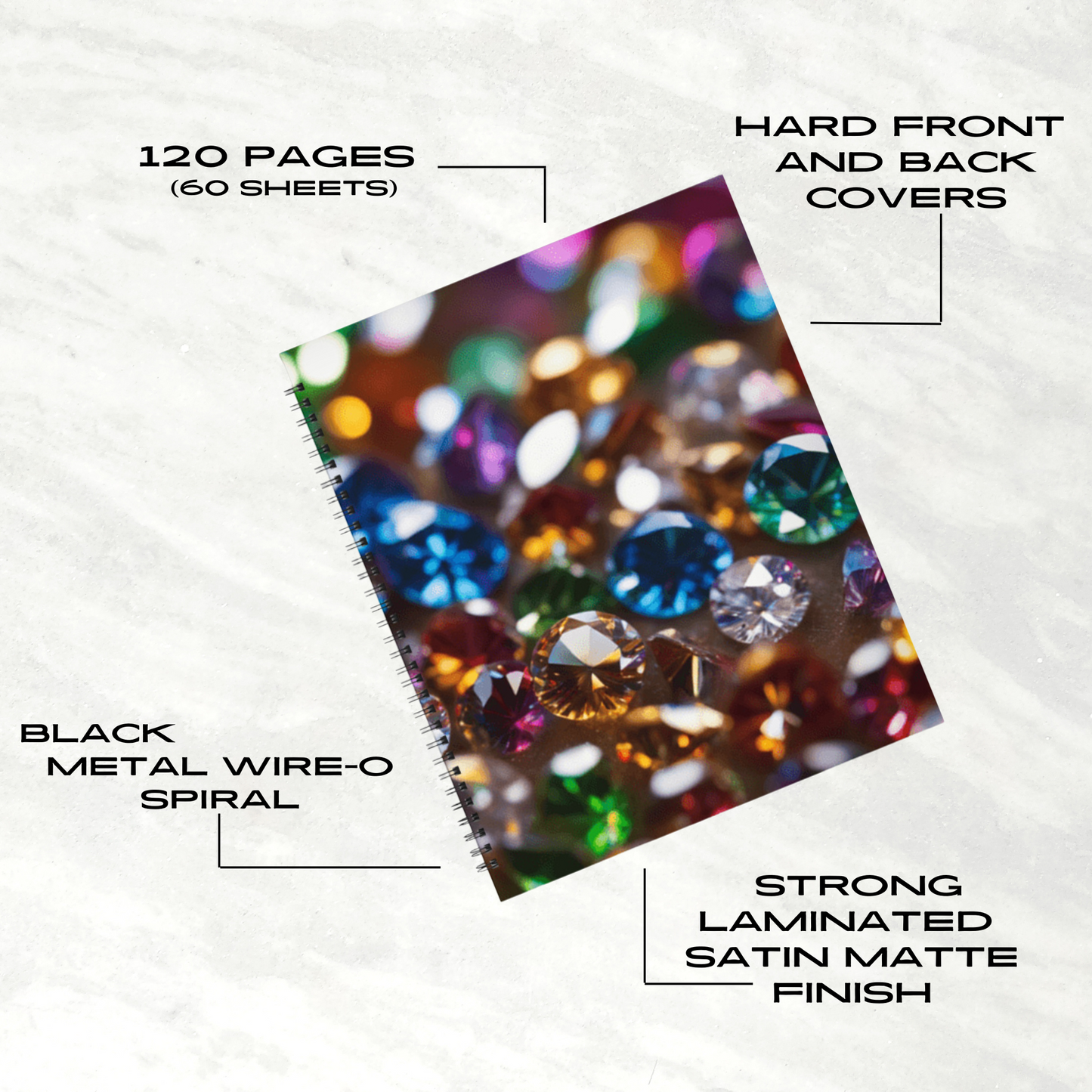 Rainbow Jewels 8.5"x11" Hardcover Notebook
