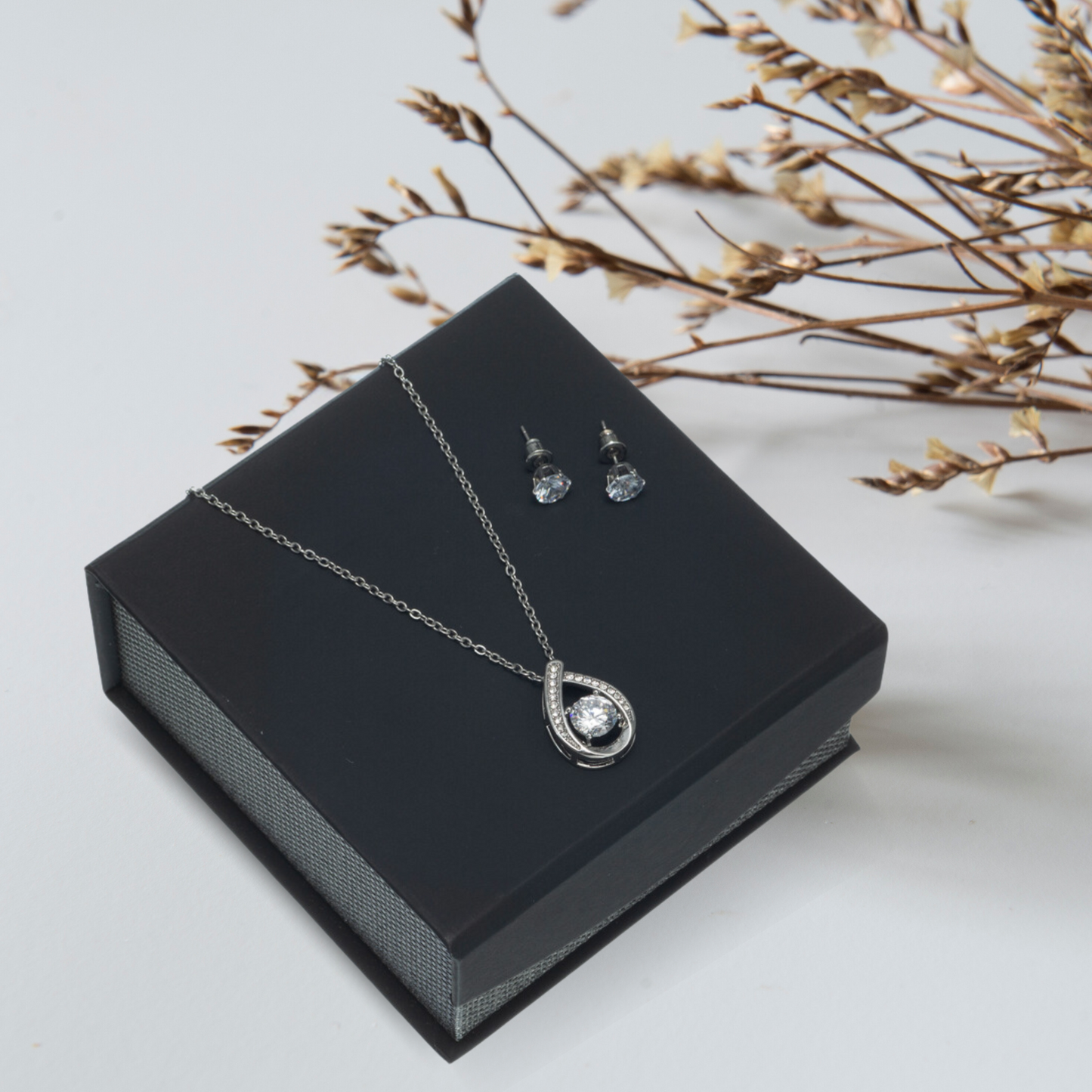 Radiant Strength - Floating Stone Necklace and Earring Set