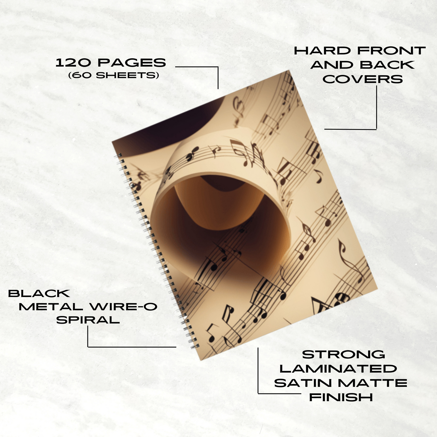 Golden Harmony 8.5"x11" Hardcover Notebook