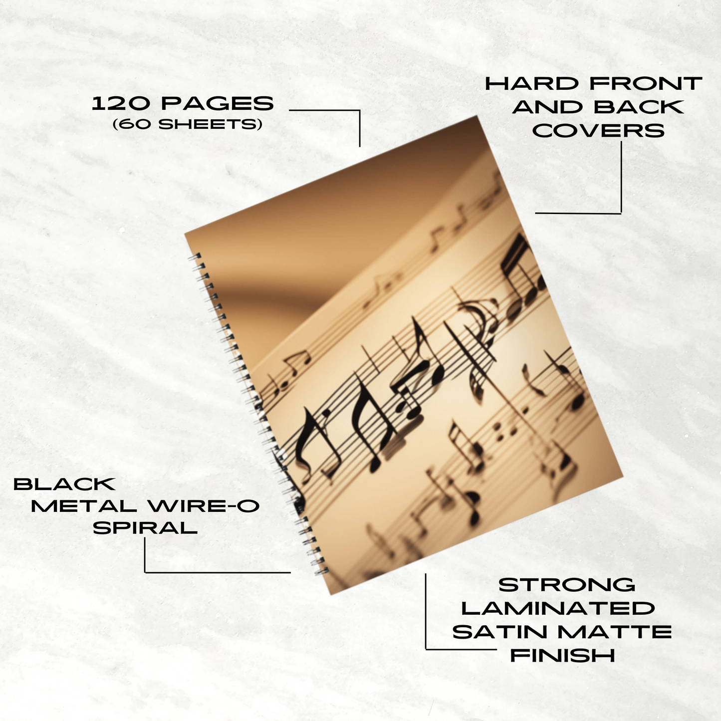 Harmonic Script 8.5"x11" Hardcover Notebook