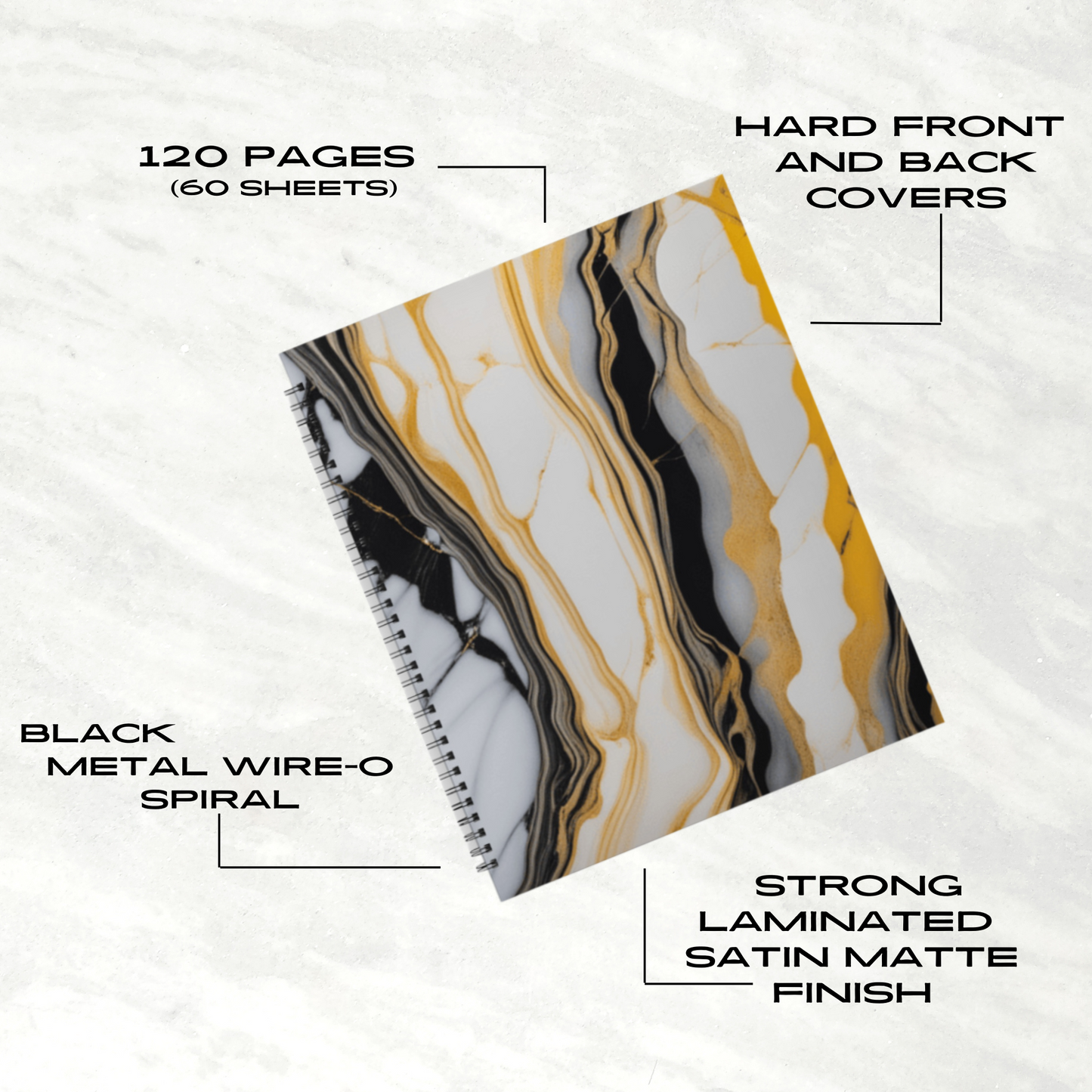 Sunset Marble 8.5"x11" Hardcover Notebook