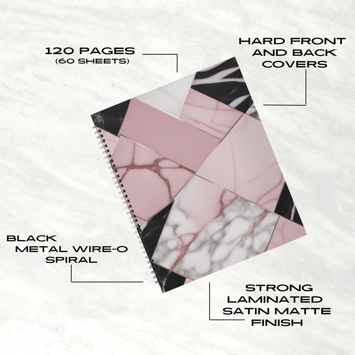 Blush Geometry 8.5"x11" Hardcover Notebook