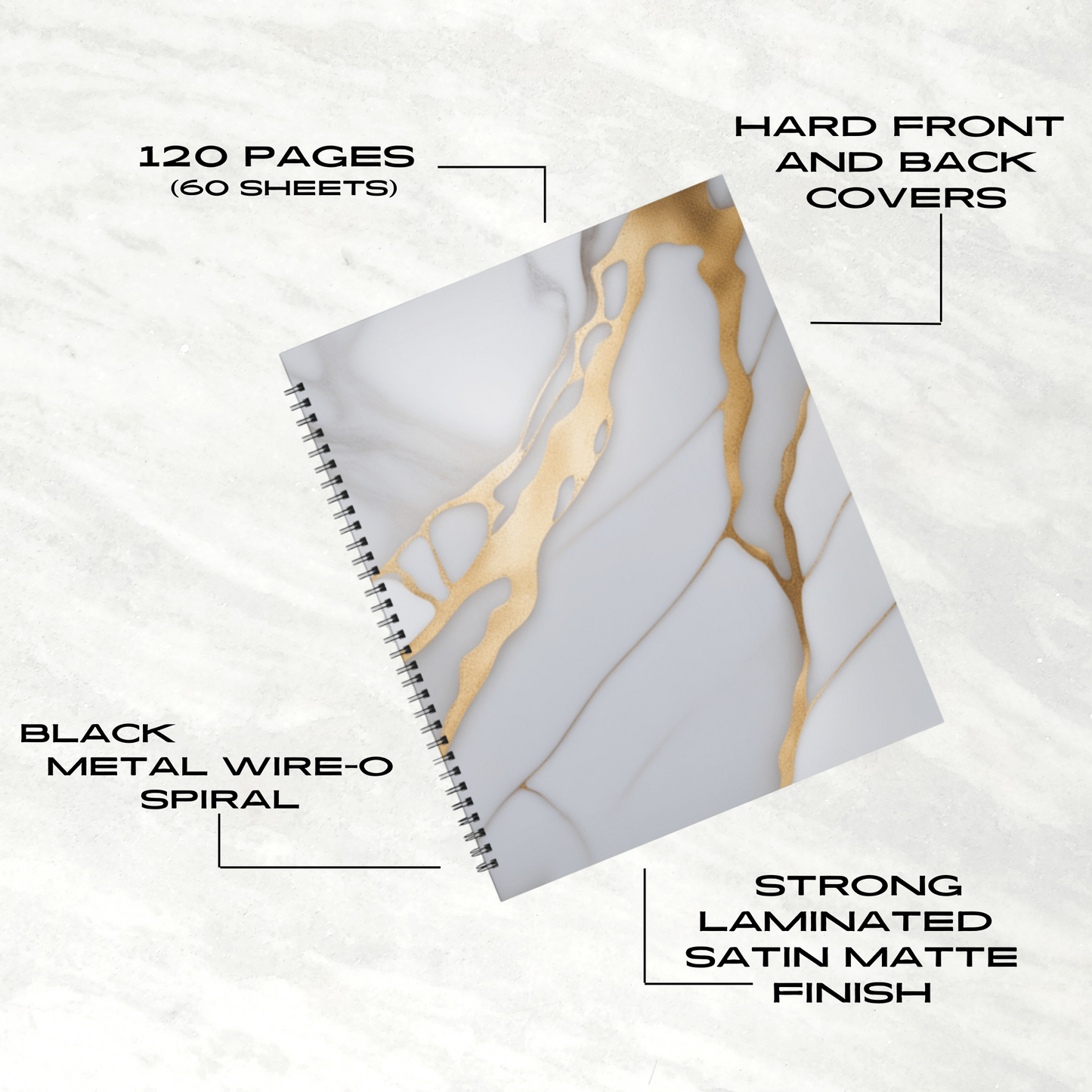 Golden Streams 8.5"x11" Hardcover Notebook