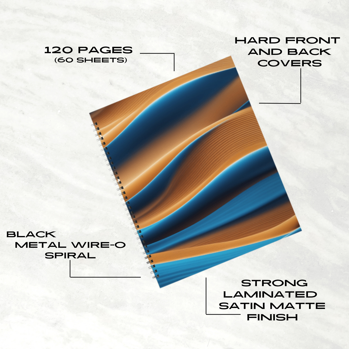 Desert Waves 8.5"x11" Hardcover Notebook