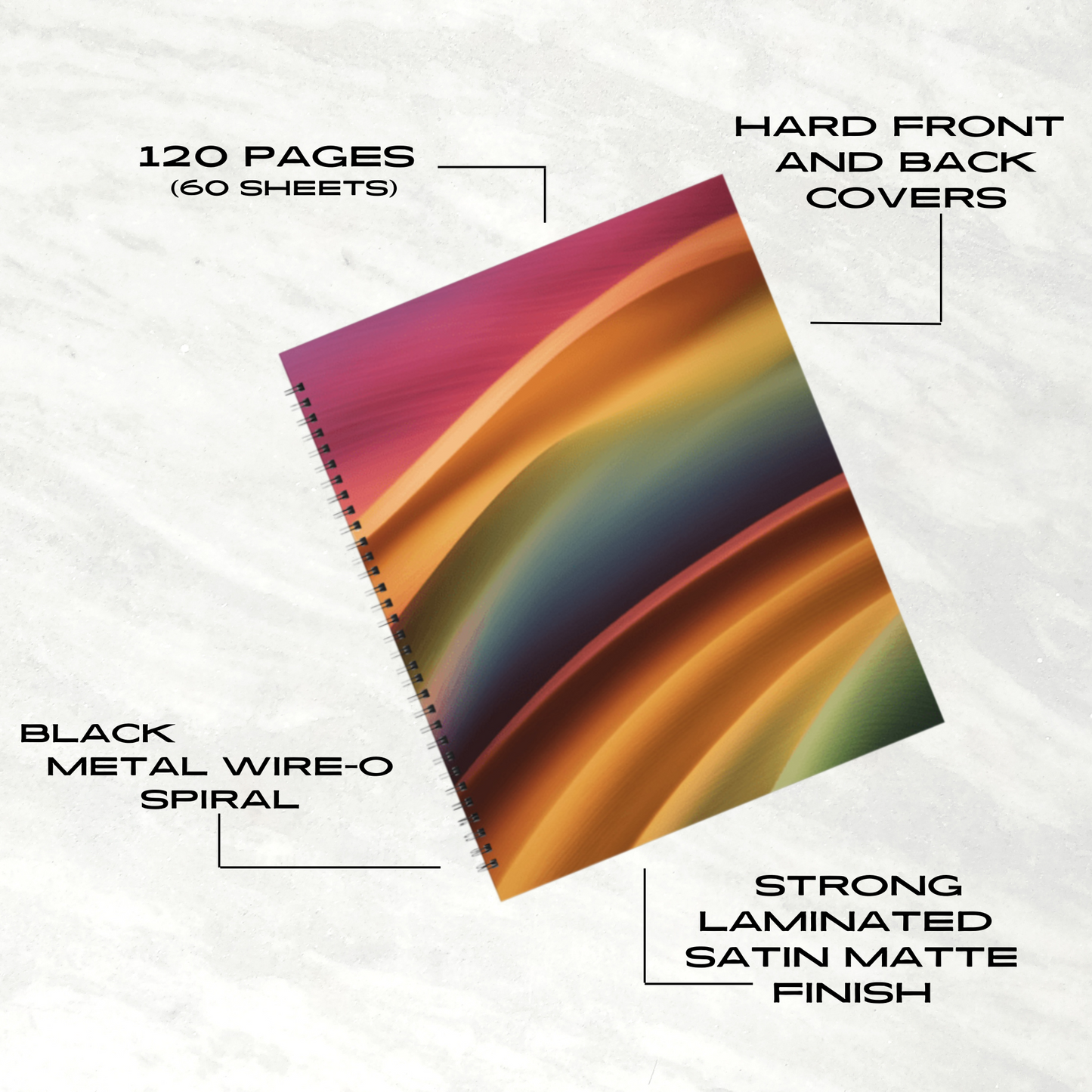 Rainbow Cascade 8.5"x11" Hardcover Notebook