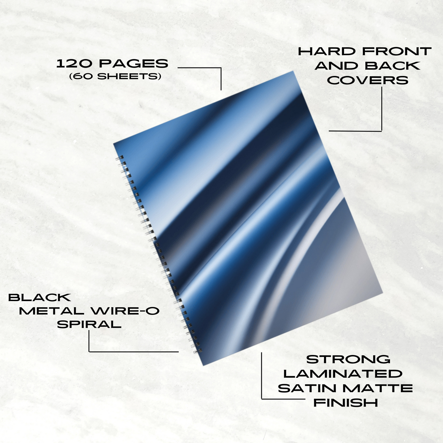 Sapphire Sleek 8.5"x11" Hardcover Notebook