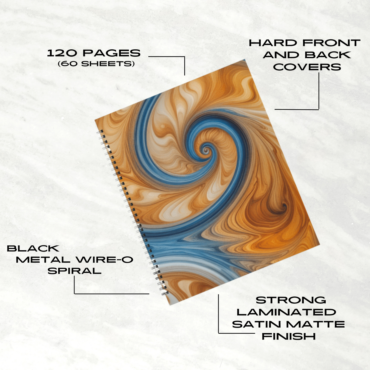 Amber Wave 8.5"x11" Hardcover Notebook