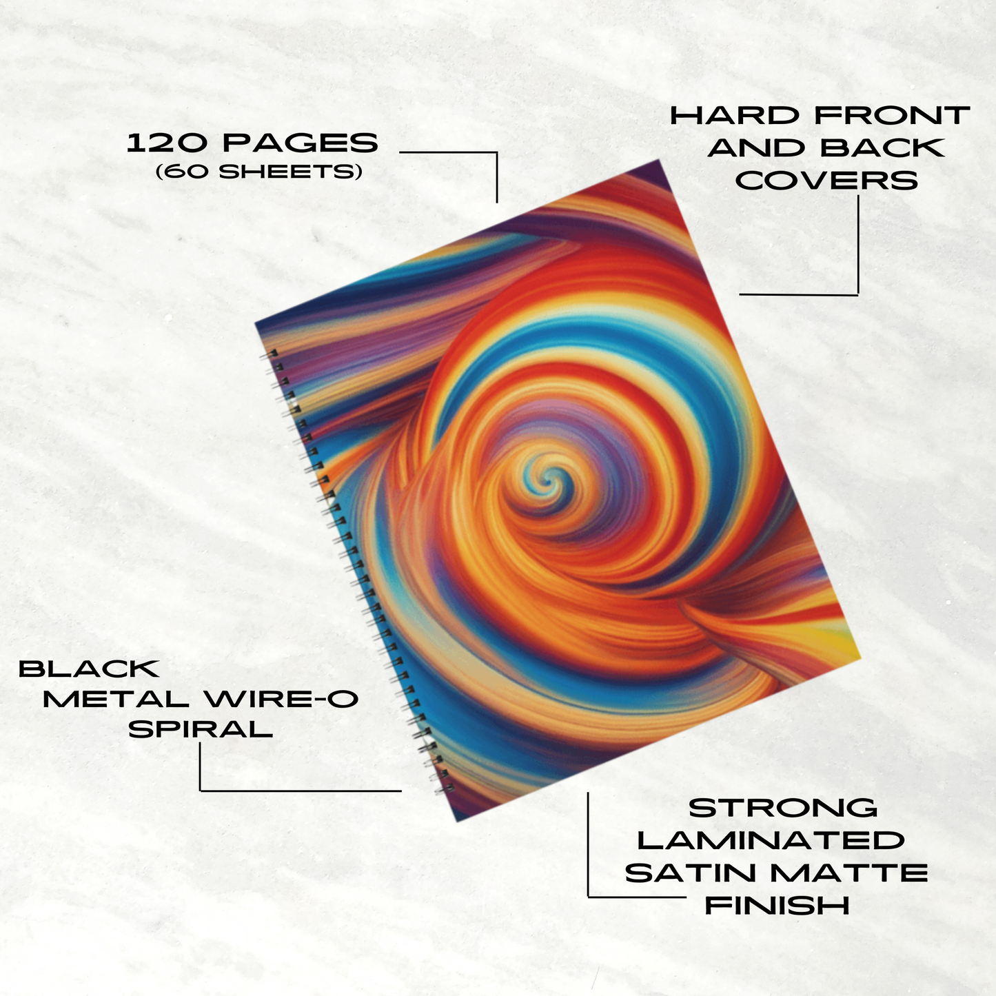 Fiery Vortex 8.5"x11" Hardcover Notebook