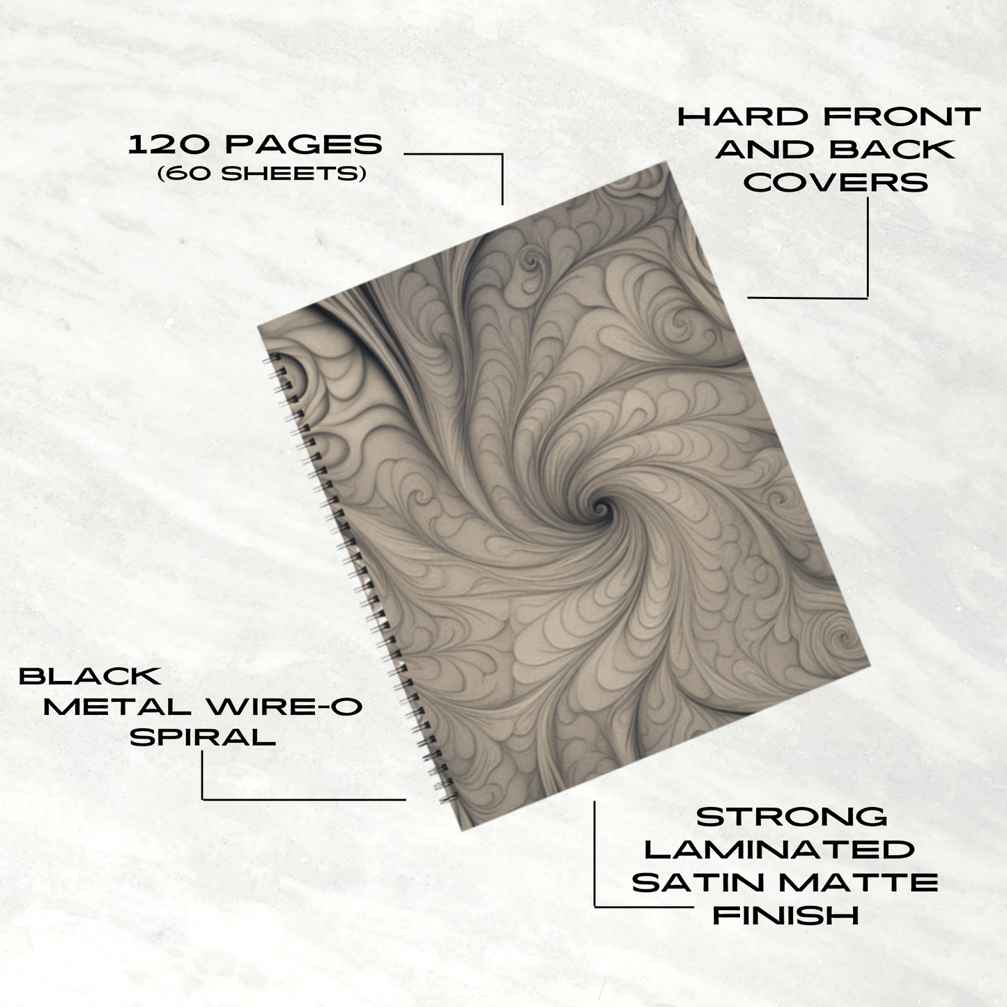 Mystic Whirl 8.5"x11" Hardcover Notebook