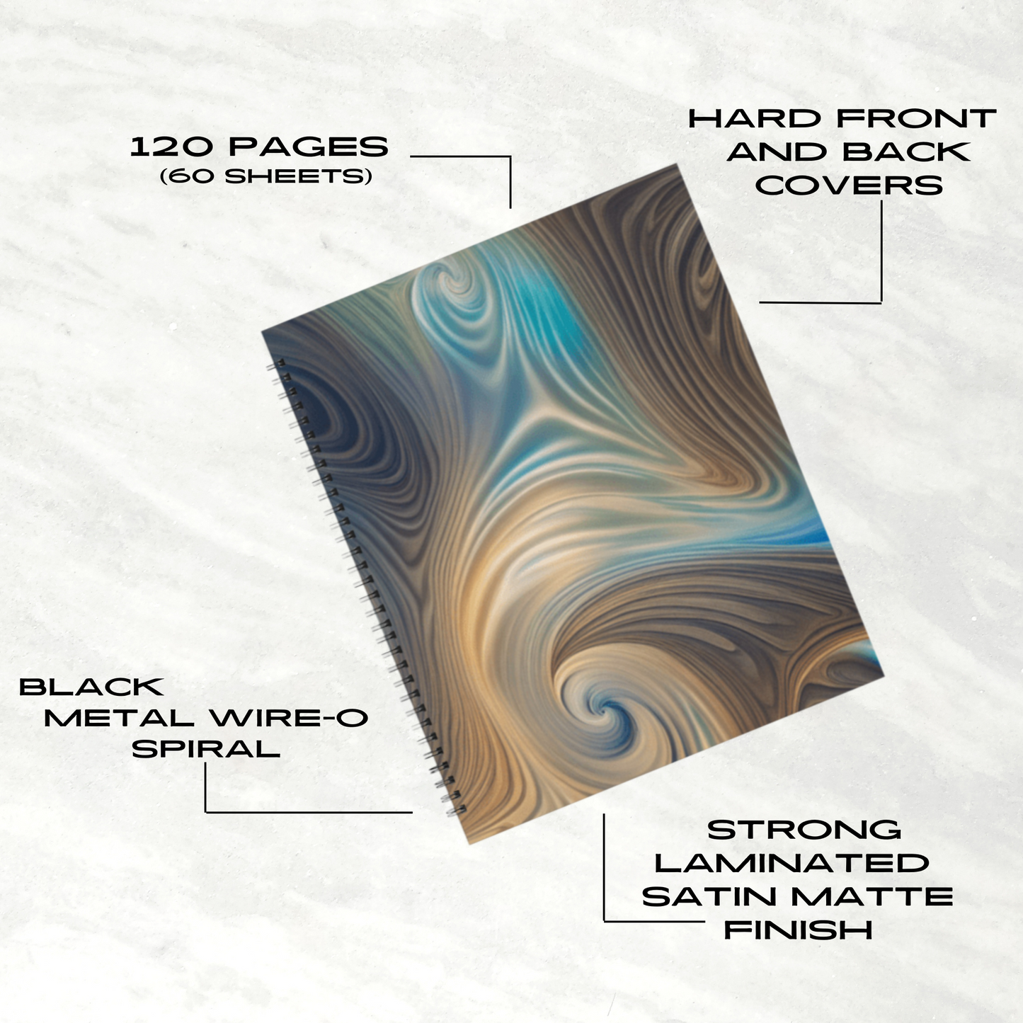 Serene Whirl 8.5"x11" Hardcover Notebook