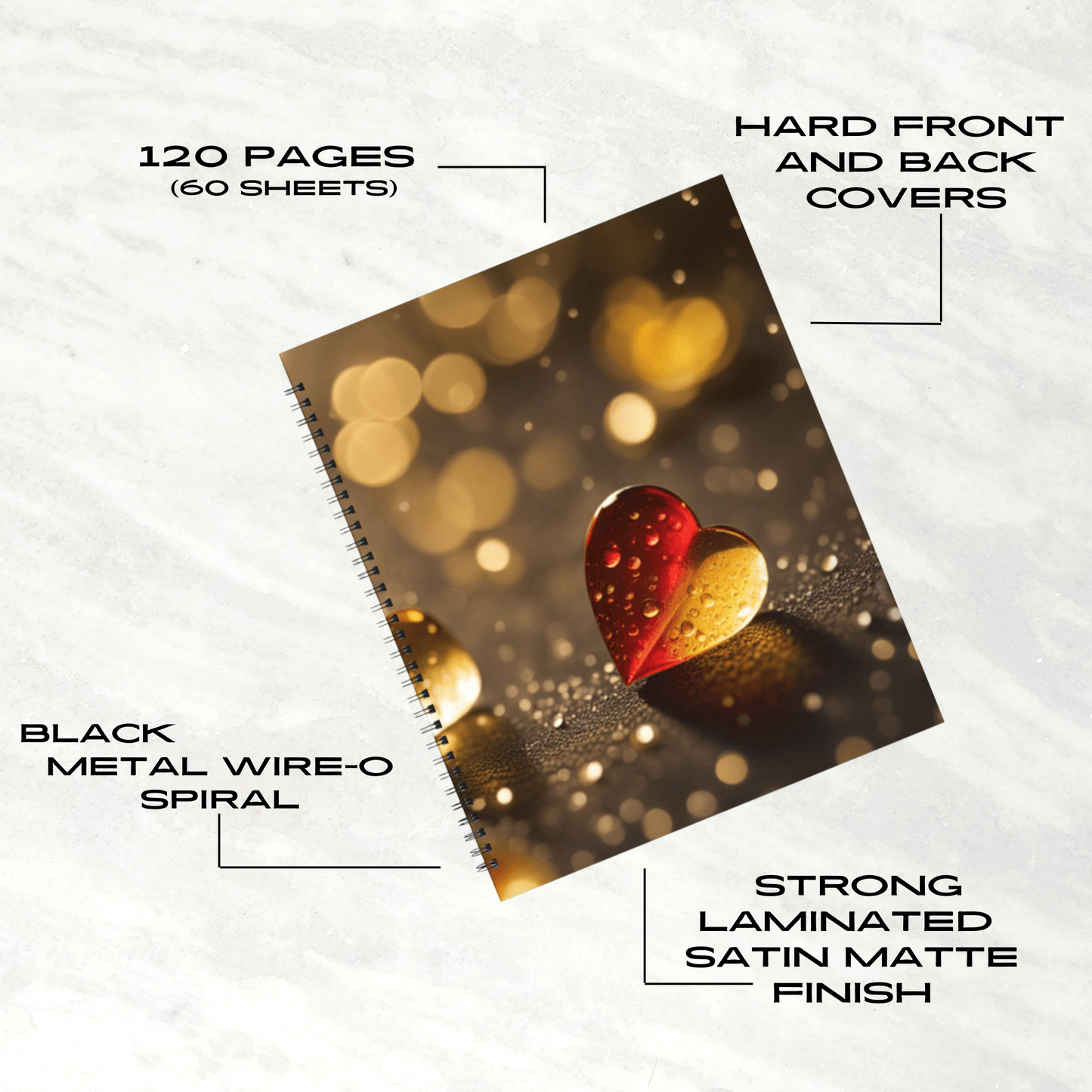 Radiant Heart Glow 8.5"x11" Hardcover Notebook