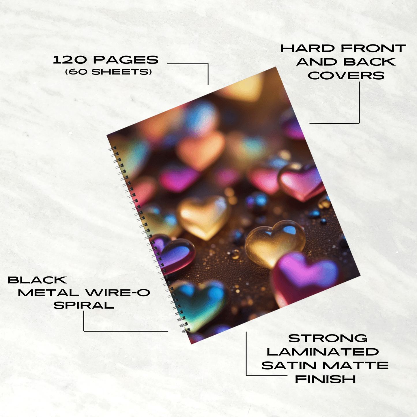Rainbow Heartbeat 8.5"x11" Hardcover Notebook