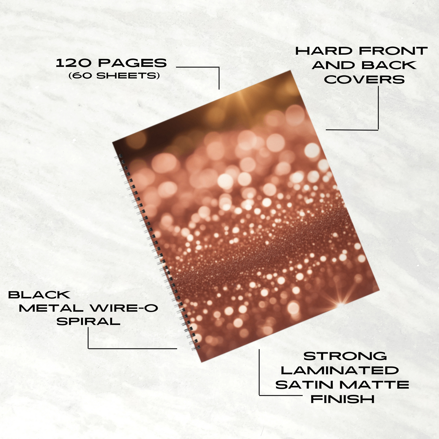Glowing Stardust 8.5"x11" Hardcover Notebook