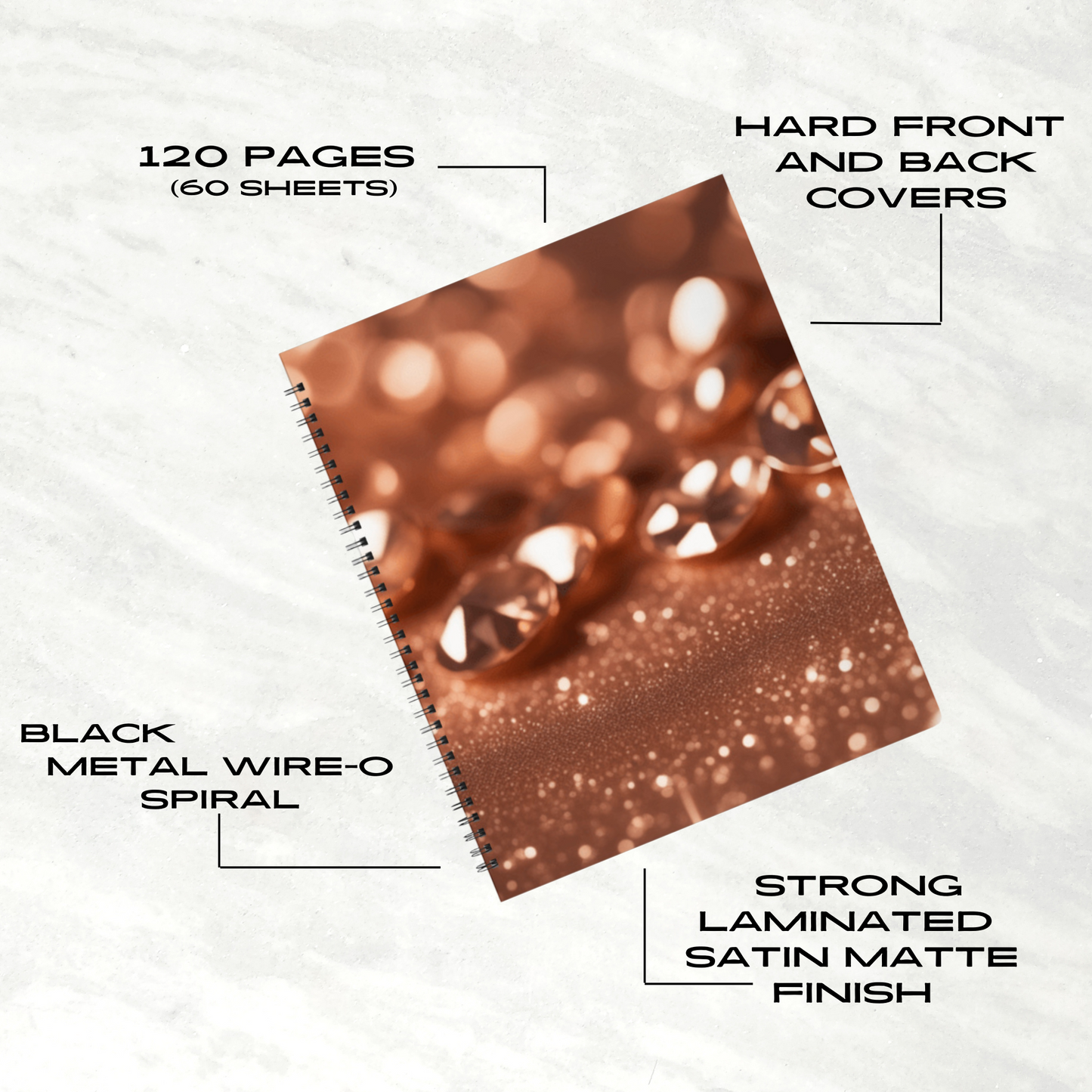 Golden Glimmer 8.5"x11" Hardcover Notebook