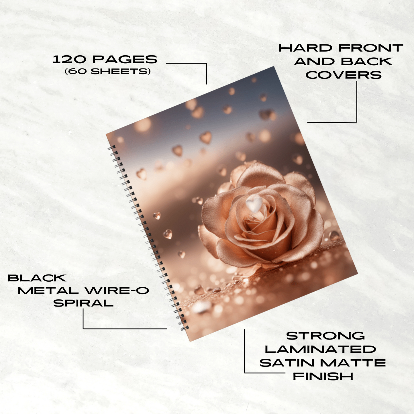 Rose Radiance 8.5"x11" Hardcover Notebook