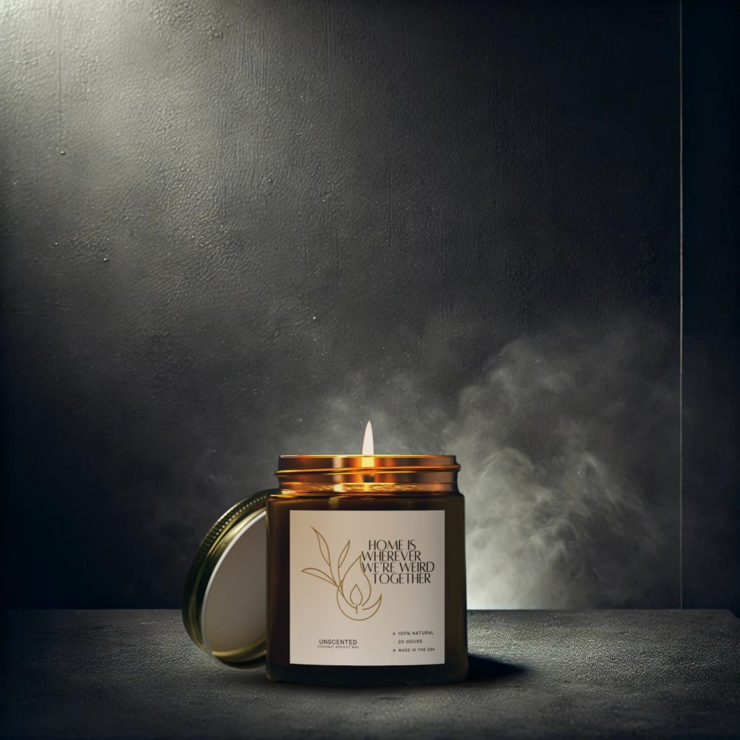 4oz Unscented Amber Candle – Home & Weird Together
