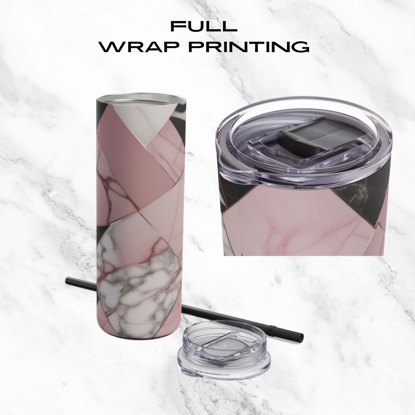 Blush Geometry 20oz Skinny Tumbler - With Straw