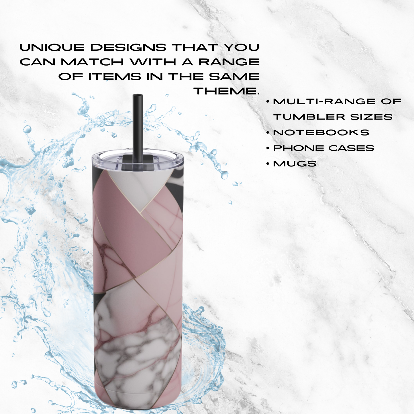 Blush Geometry 20oz Skinny Tumbler - With Straw