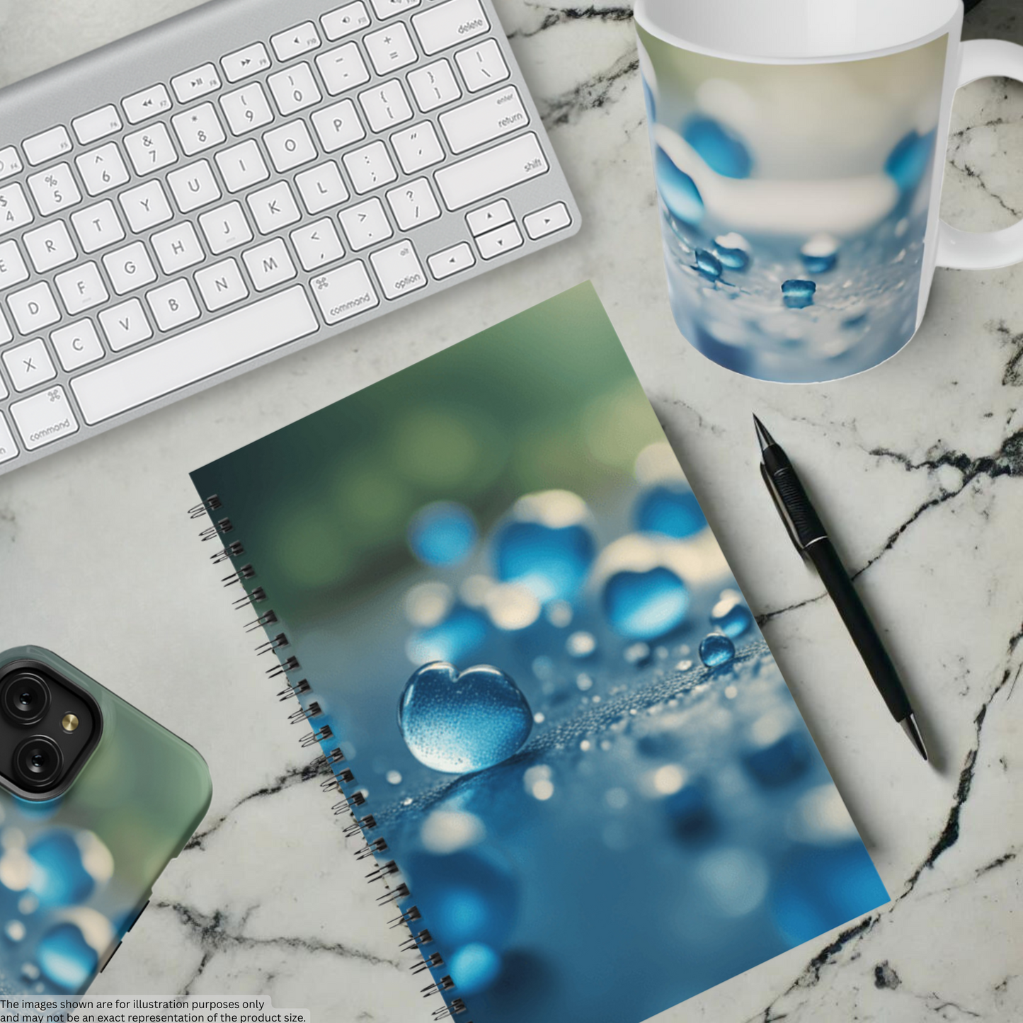 Blue Love Drops 5.5"x8.5" Hardcover Notebook