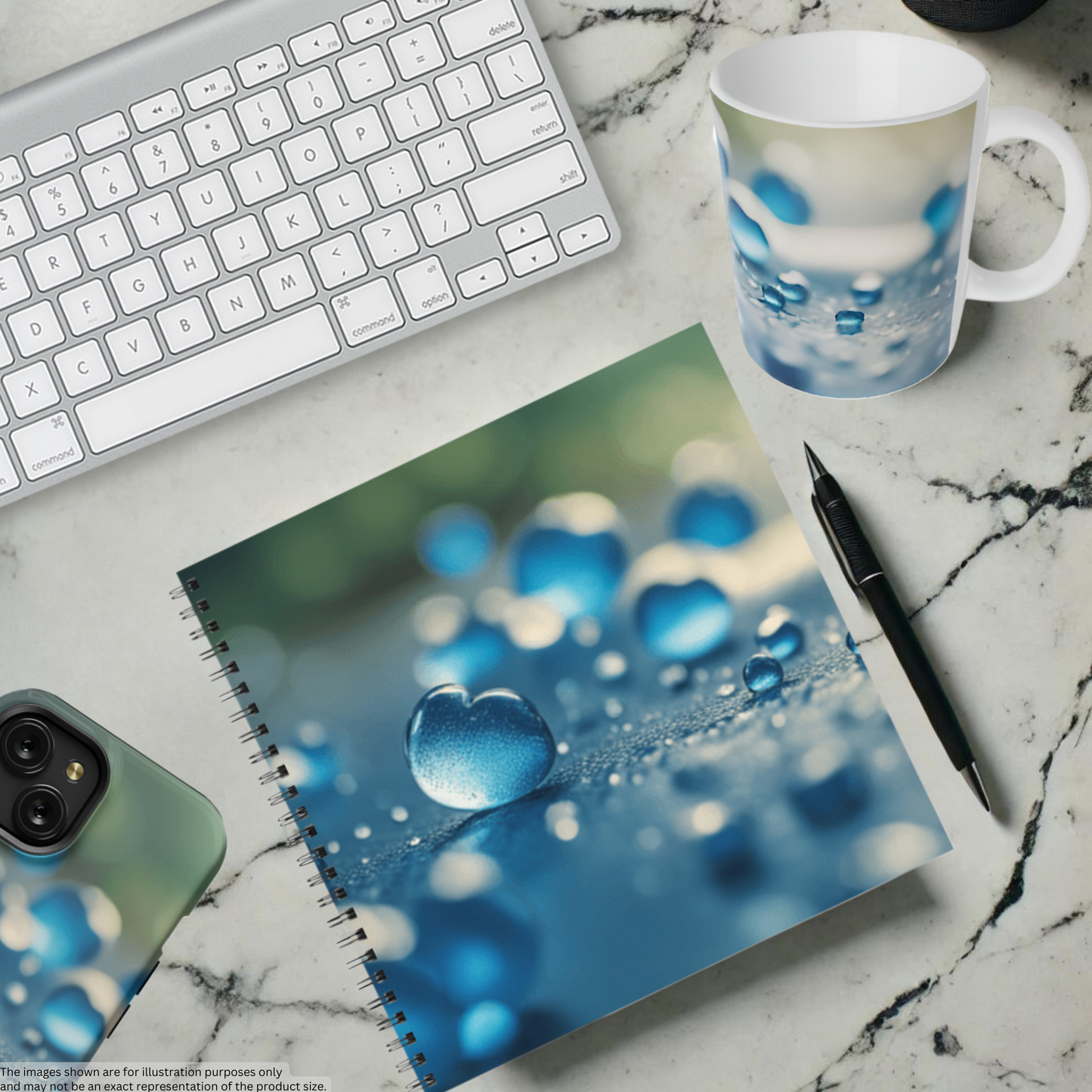 Blue Love Drops 8.5"x8.5" Hardcover Notebook