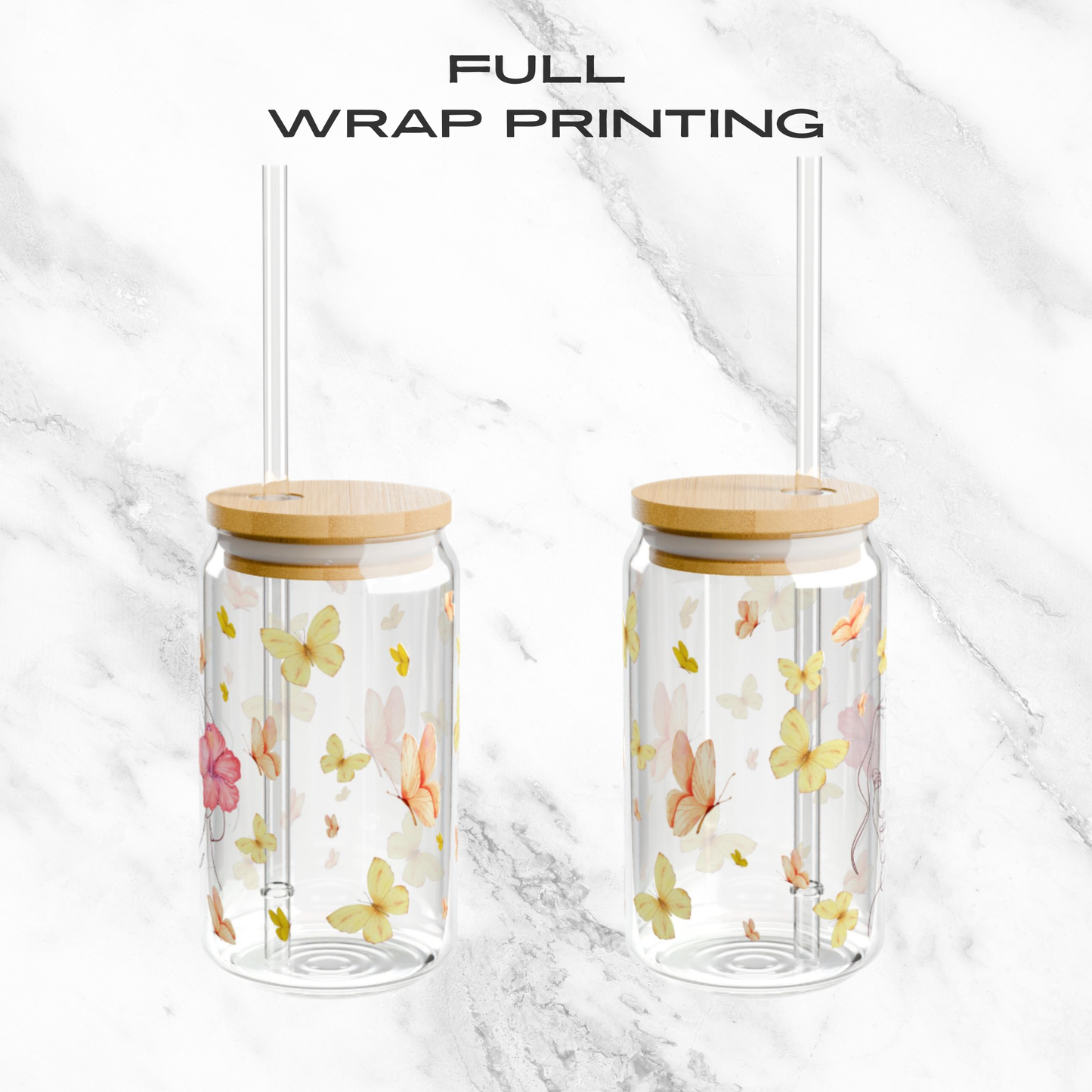 Butterfly Whimsy – 16oz Glass Tumbler | Soda Can