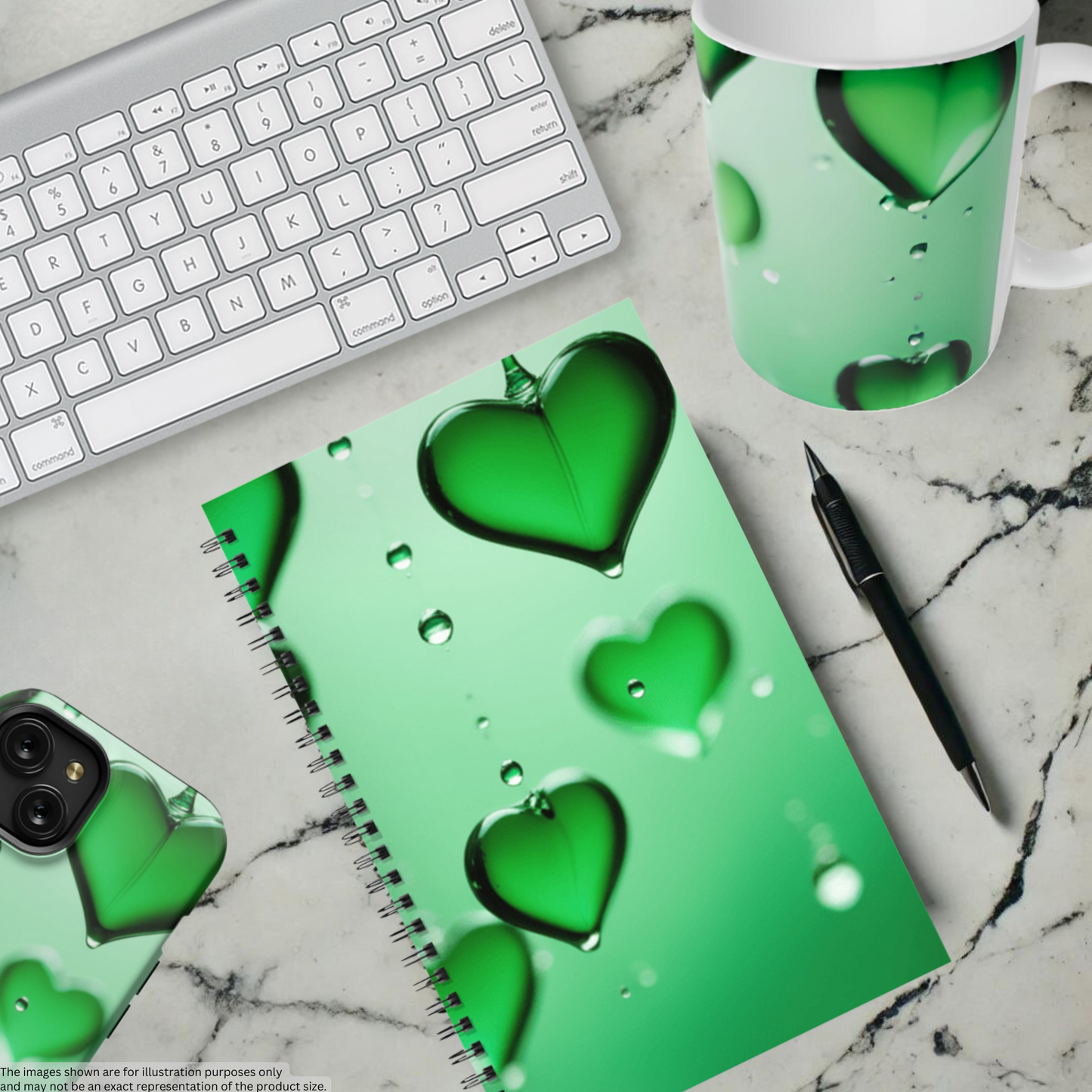 Emerald Heart Drops 5.5"x8.5" Hardcover Planner