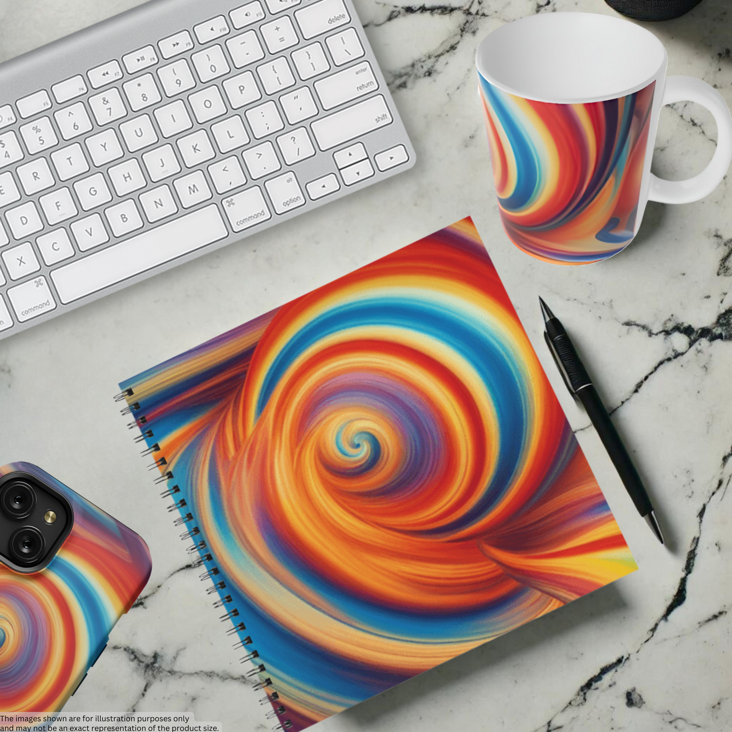 Fiery Vortex 8.5"x8.5" Hardcover Notebook
