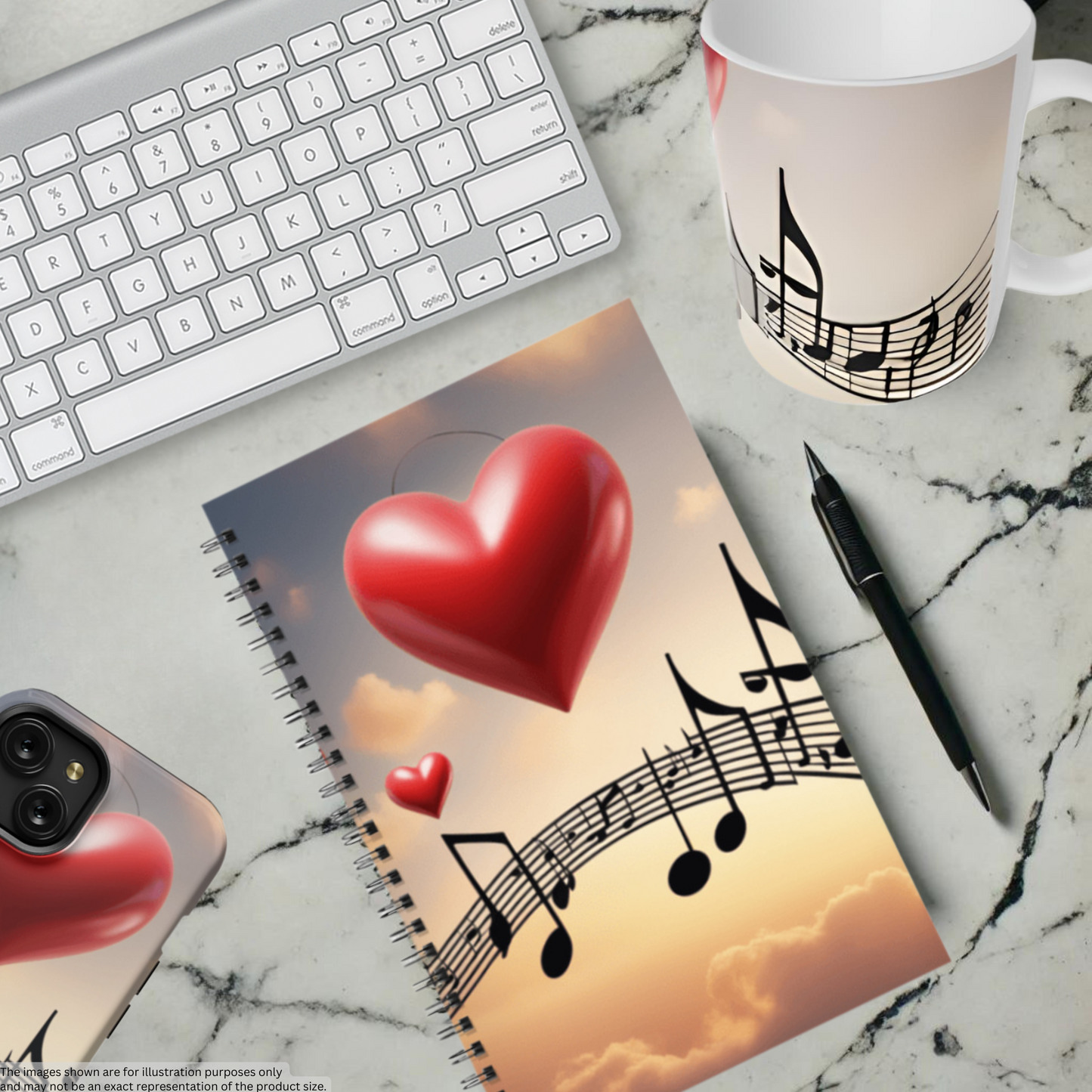 Melodic Hearts 5.5”x8.5" Hardcover Notebook