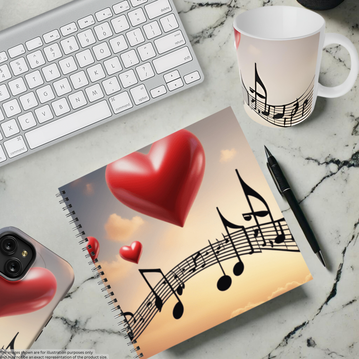Melodic Hearts 8.5"x8.5" Hardcover Notebook