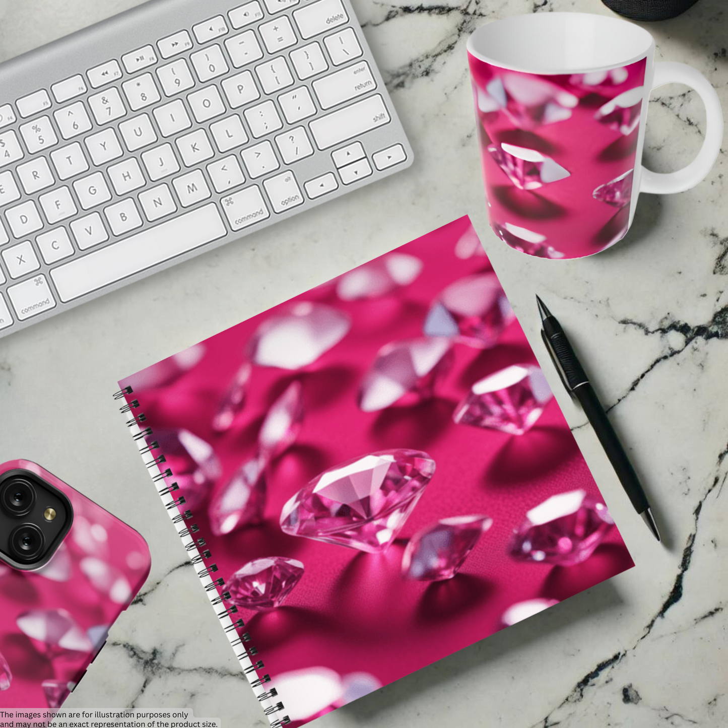 Pink Diamond Sparkle 8.5" x 8.5" Hardcover Notebook