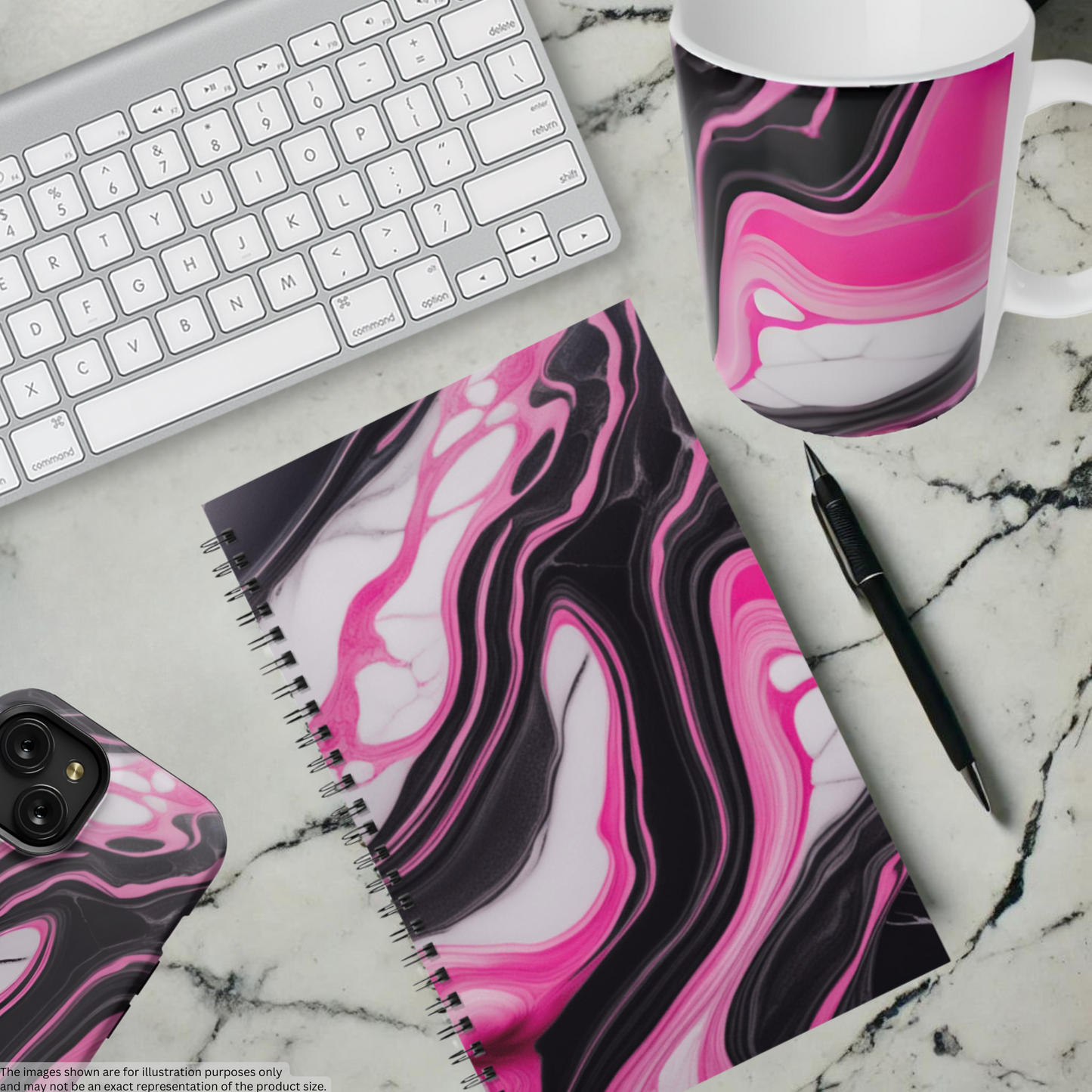 Pink Marble Rush 5.5”x8.5" Hardcover Notebook