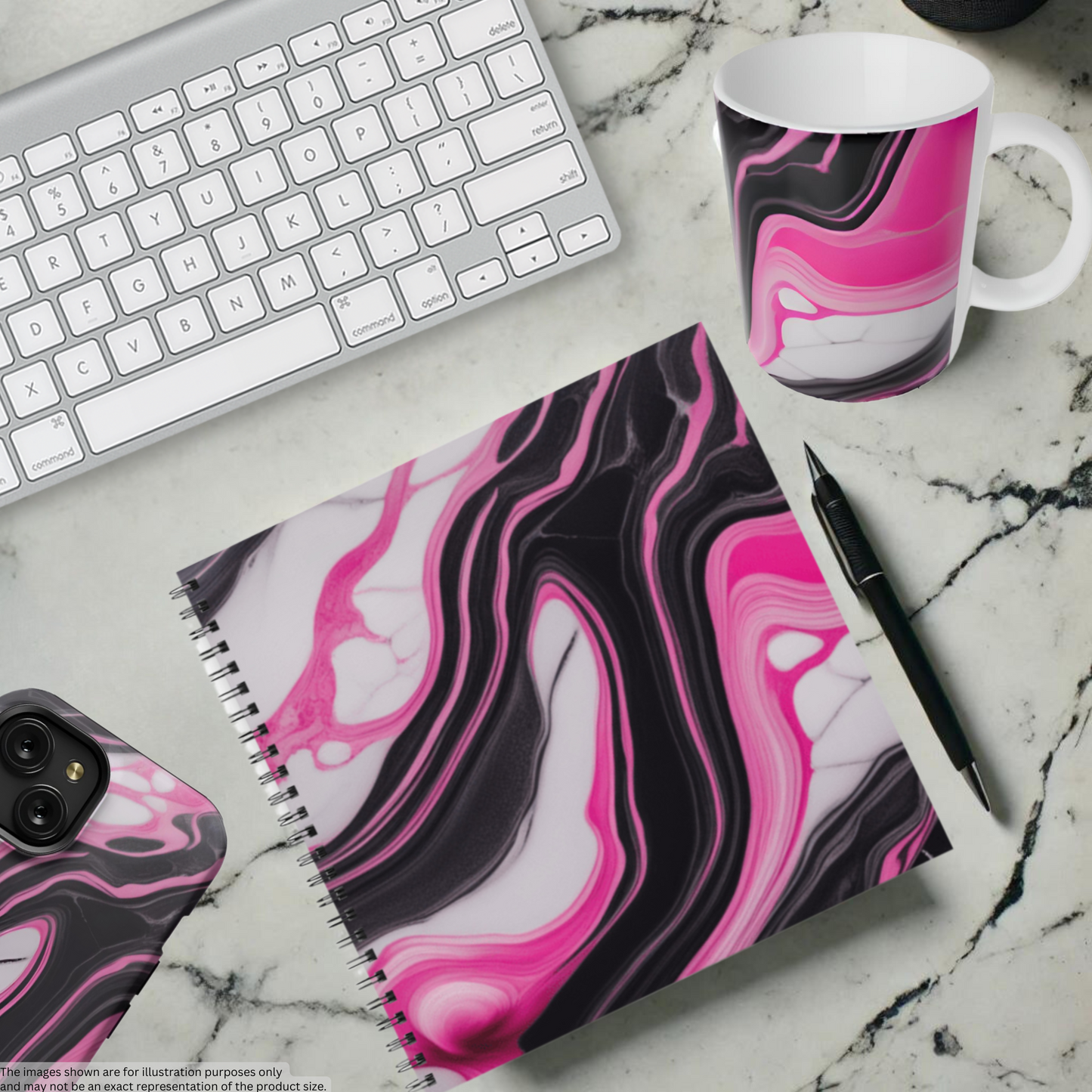 Pink Marble Rush 8.5"x8.5" Hardcover Notebook