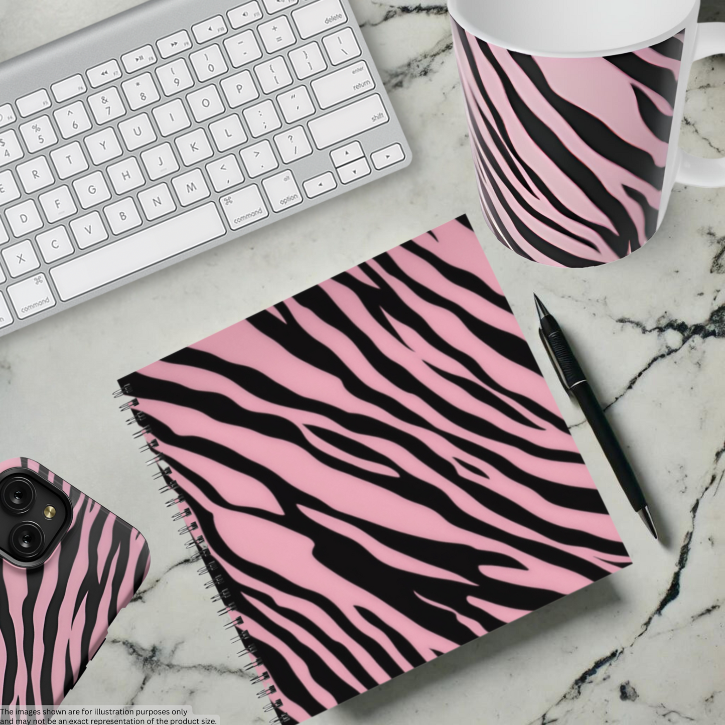 Pink Zebra Rush 8.5”x8.5” Hardcover Notebook