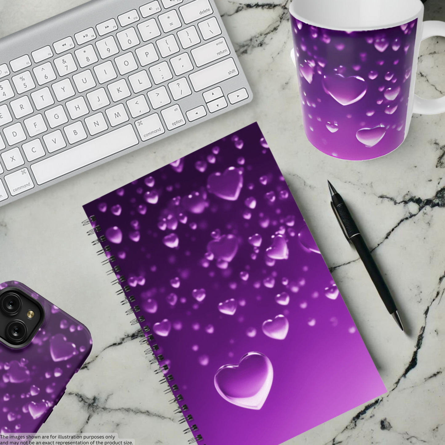 Purple Heart Shower 5.5"x8.5" Hardcover Notebook