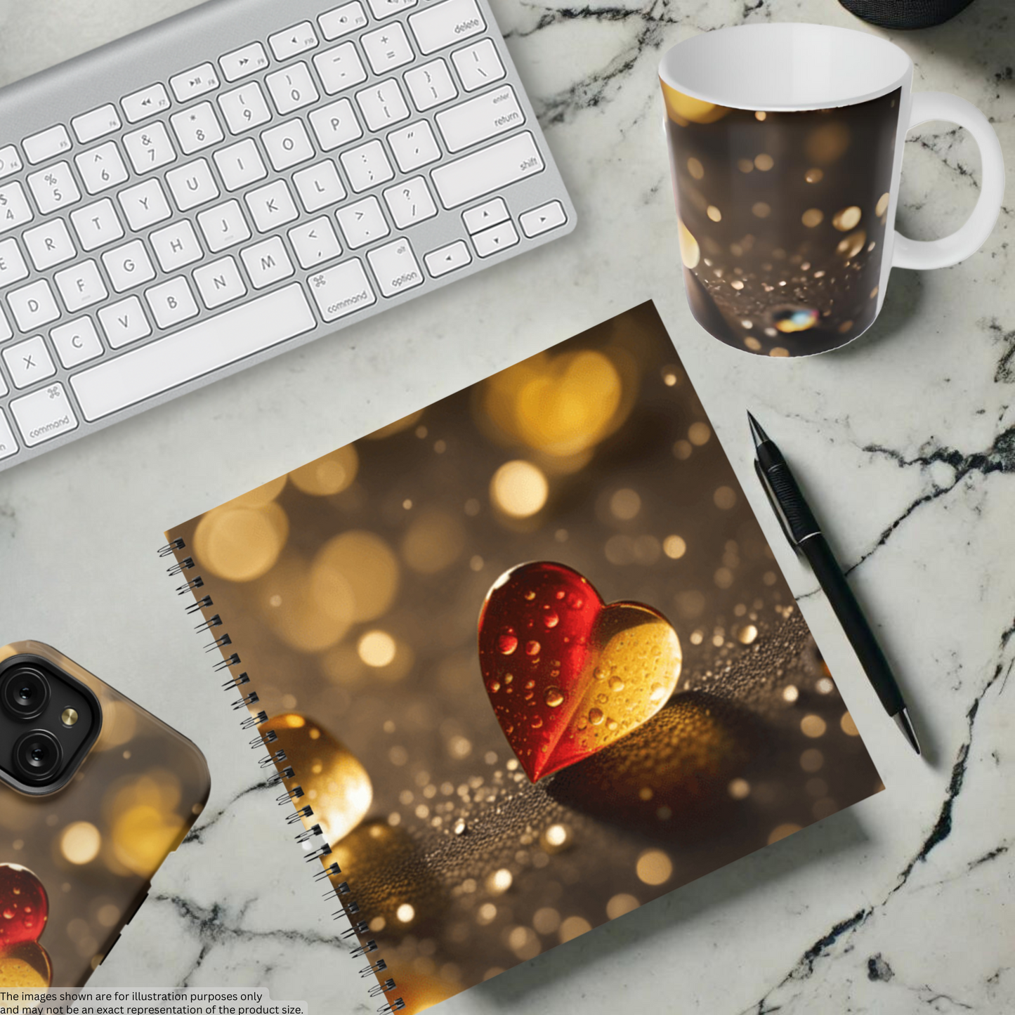 Radiant Heart Glow 8.5"x8.5" Hardcover Notebook
